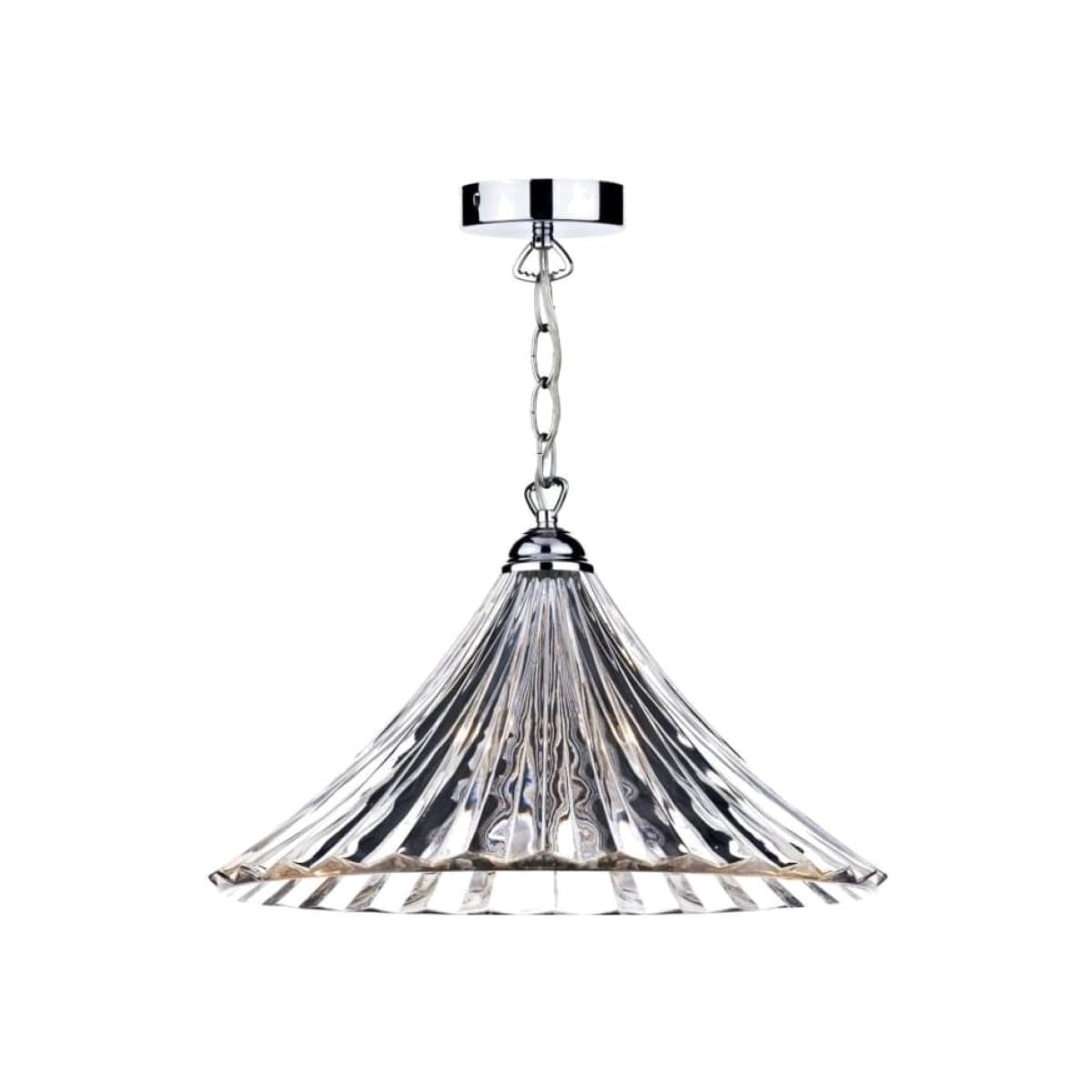 Dar Lighting ARD868 Ardeche 1 Light Large Pendant Clear Glass/Polished Chrome Finish