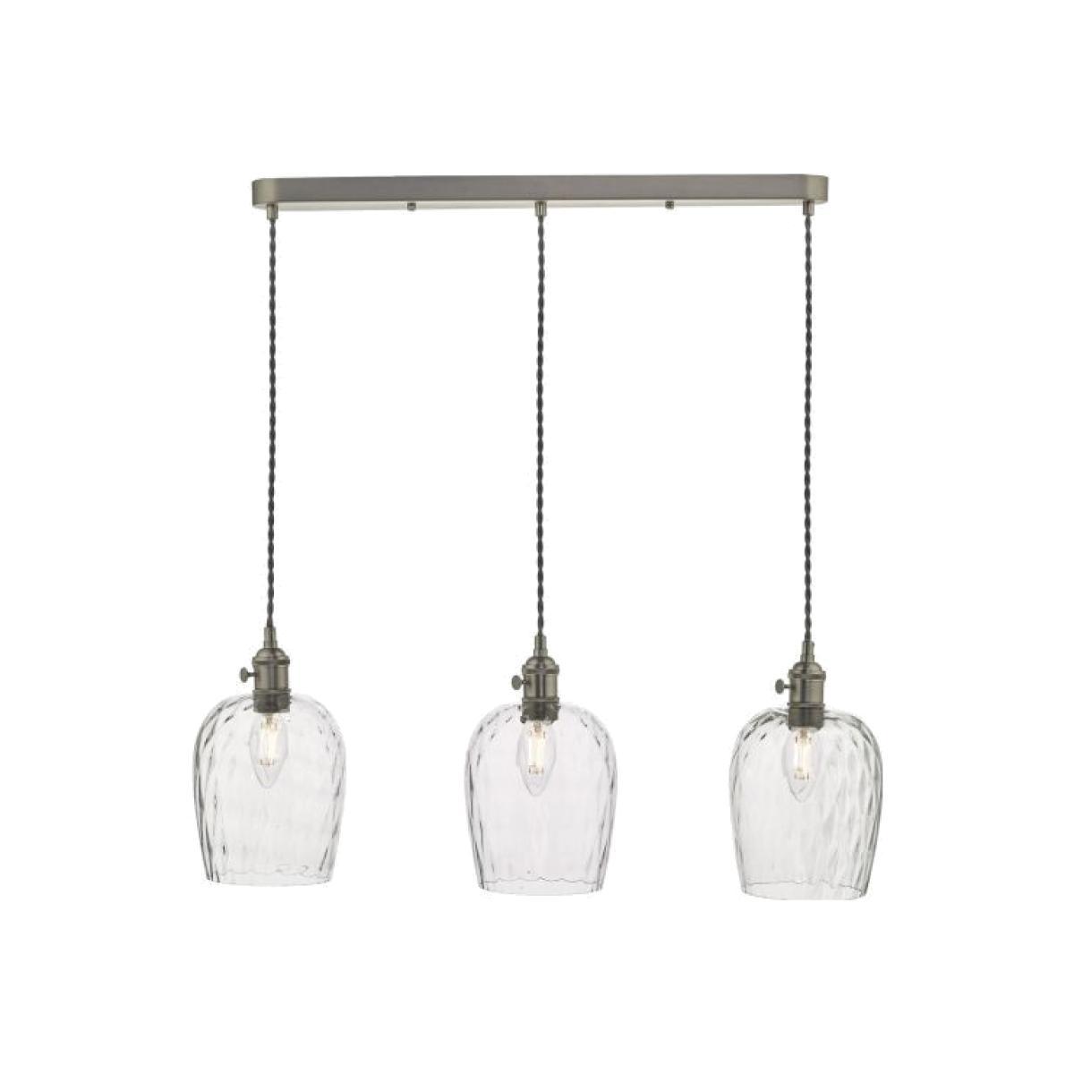 dar lighting Had3661-03 Hadano 3 Light Antique Chrome Suspension With Dimpled Glass Shades