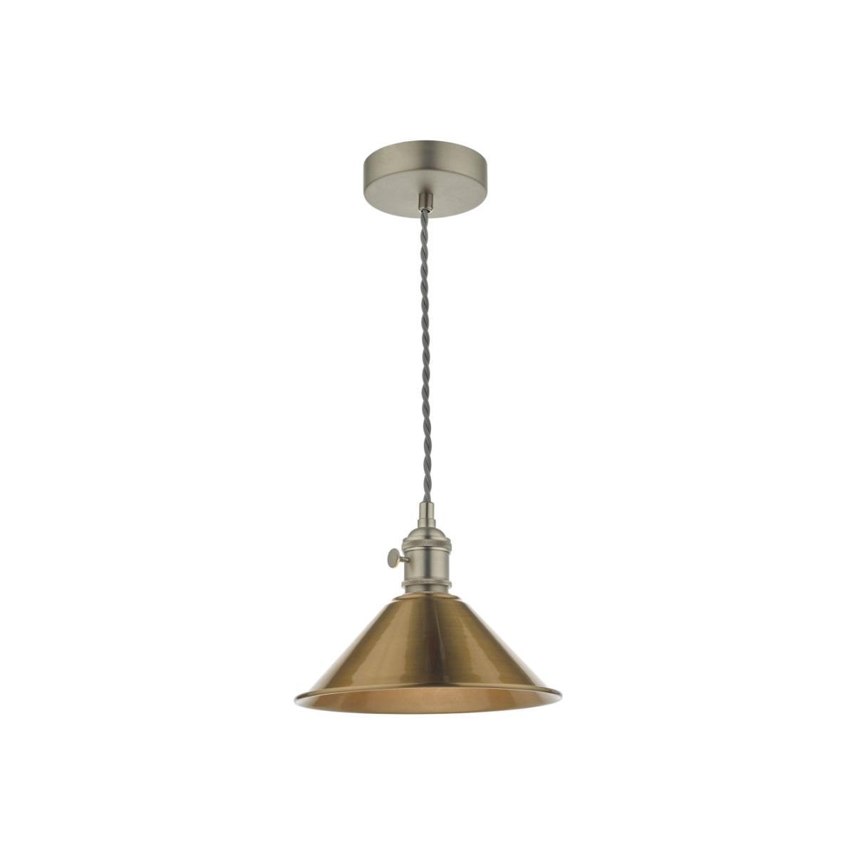 dar lighting Had0161-01 Hadano 1 Light Pendant Antique Chrome With Aged Brass Shade