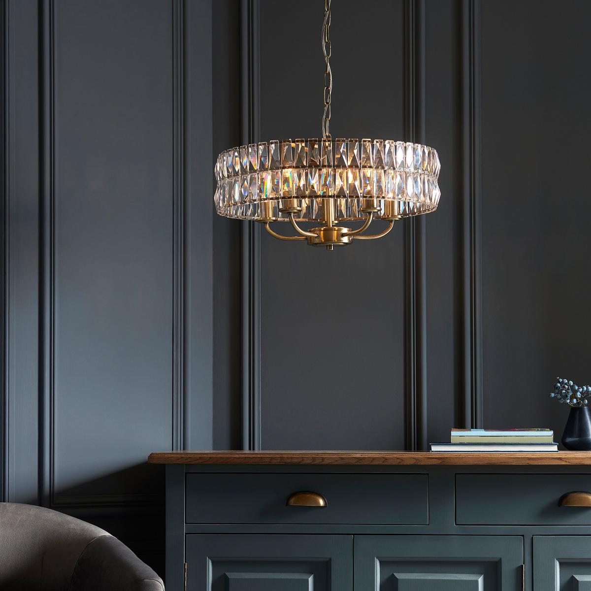 Clifton 5 Pendant Light - Antique Brass – image 3