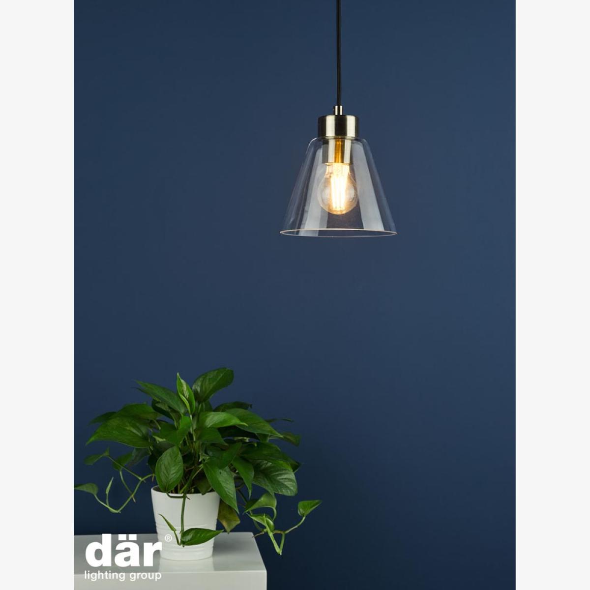 dar lighting Jie0175 Jie 1 Light Pendant Antique Brass Glass