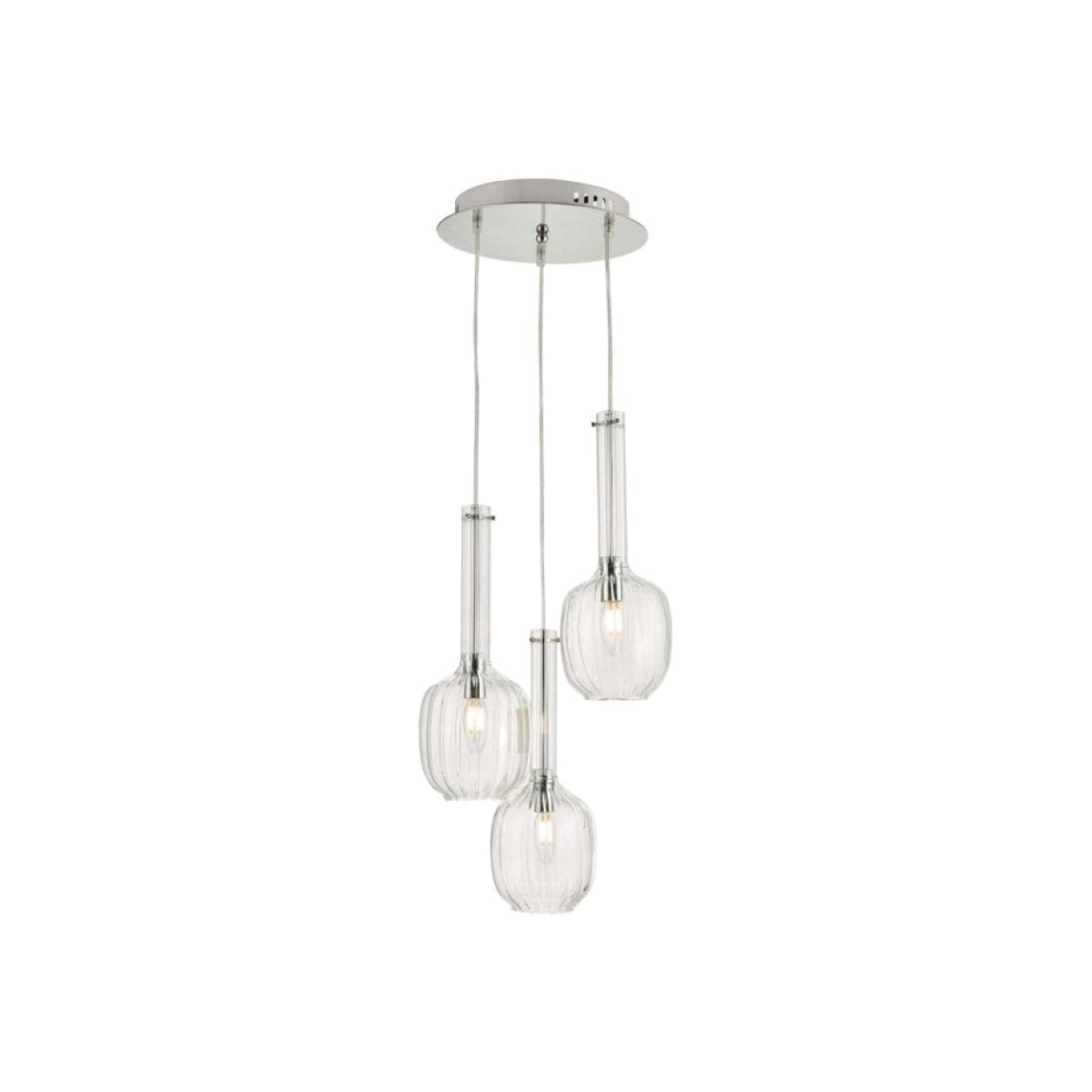 dar lighting Kas0308 Eifel 3 Light Cluster Pendant Clear and Polished Chrome