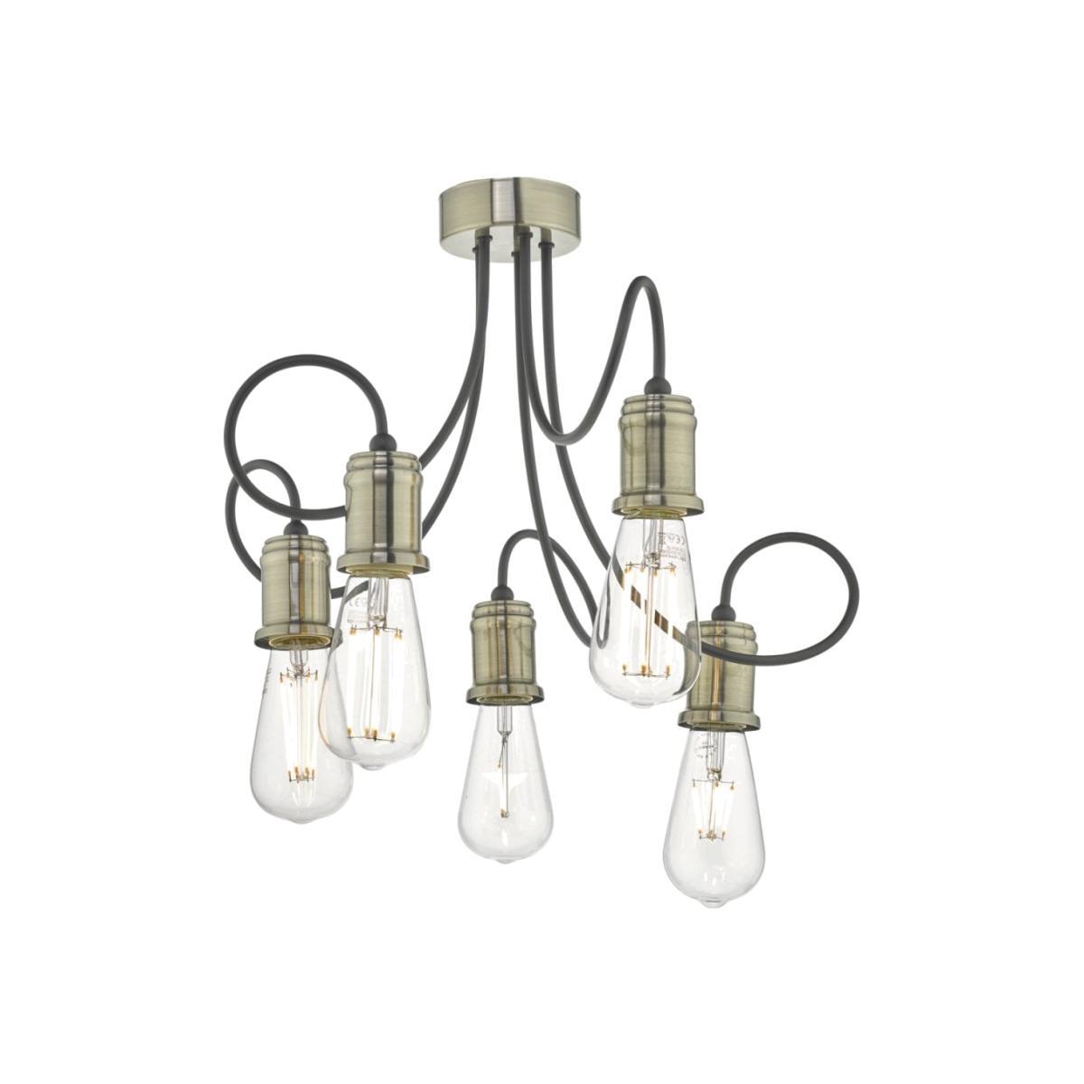 dar lighting ALZ5475 Alzbet 5 Light Semi Flush Antique Brass and Black
