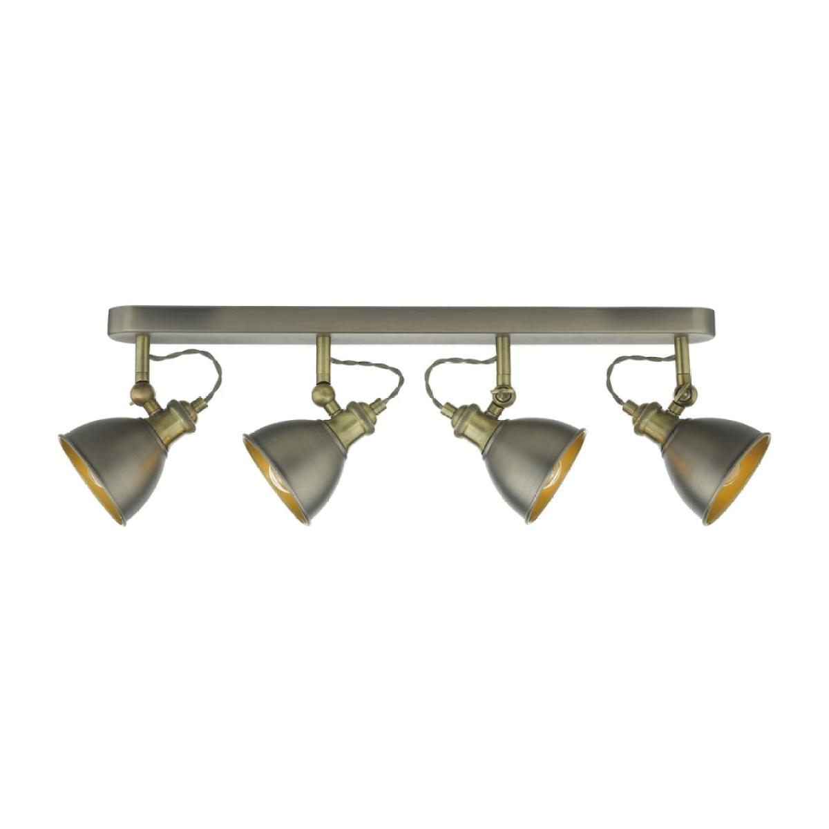 dar lighting GOV8461 Governor 4 Light Bar Spotlight Antique Chrome Antique Brass