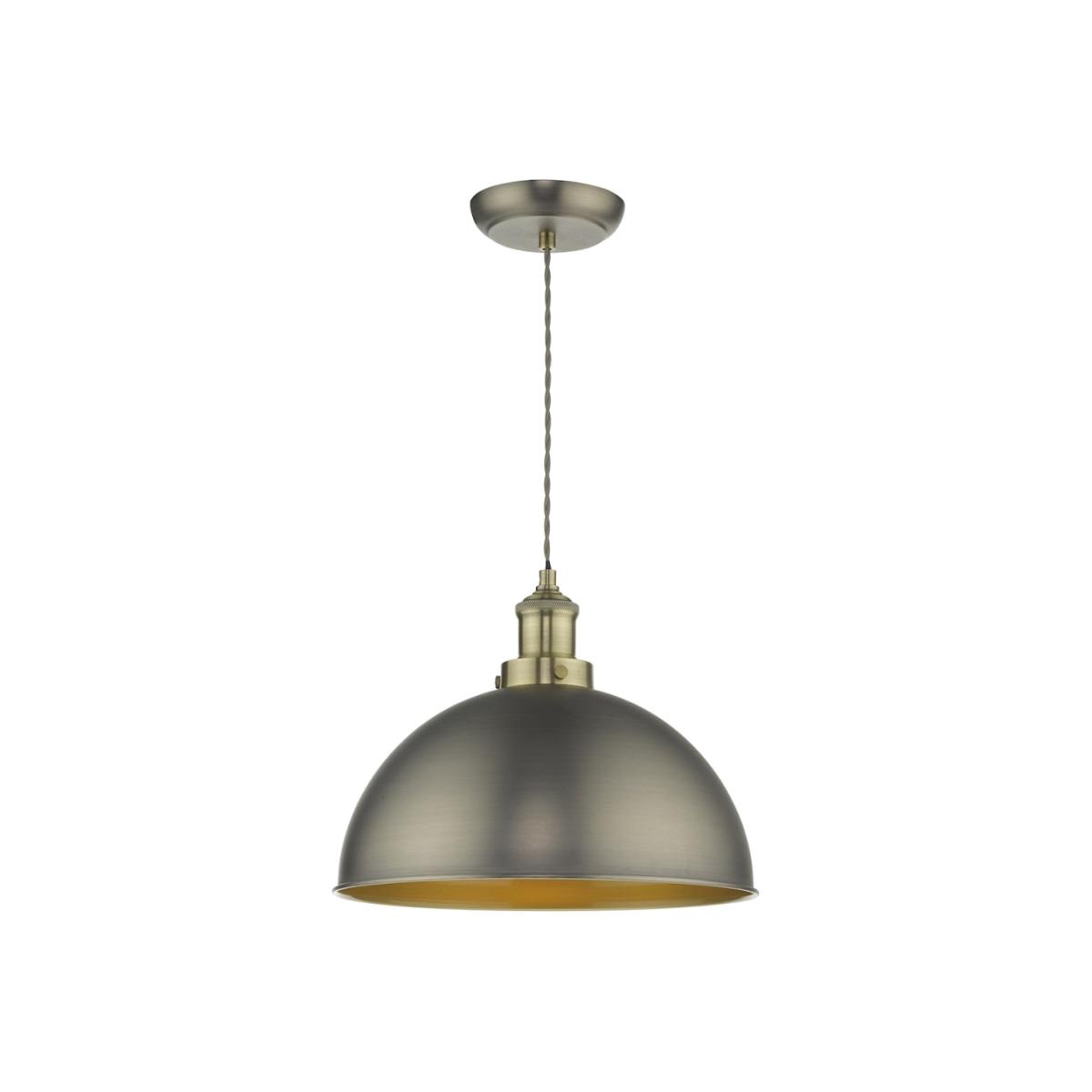 dar lighting Gov0161 Governor Pendant Antique Chrome Antique Brass