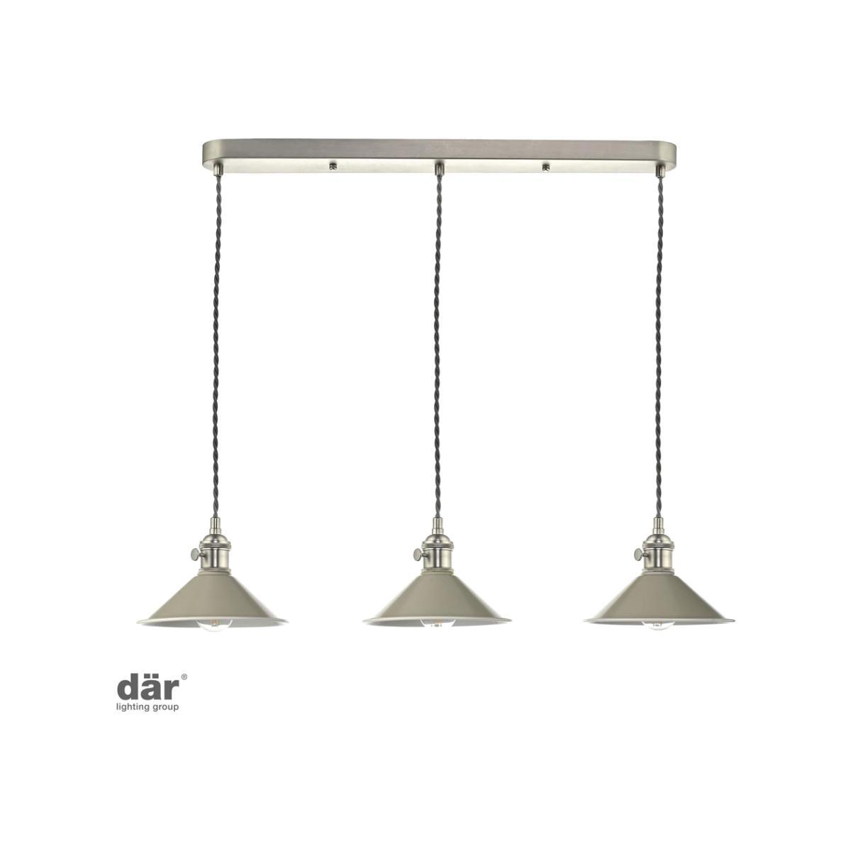 dar lighting Had3661-06 Hadano 3 Light Antique Chrome Suspension With Cashmere Shades