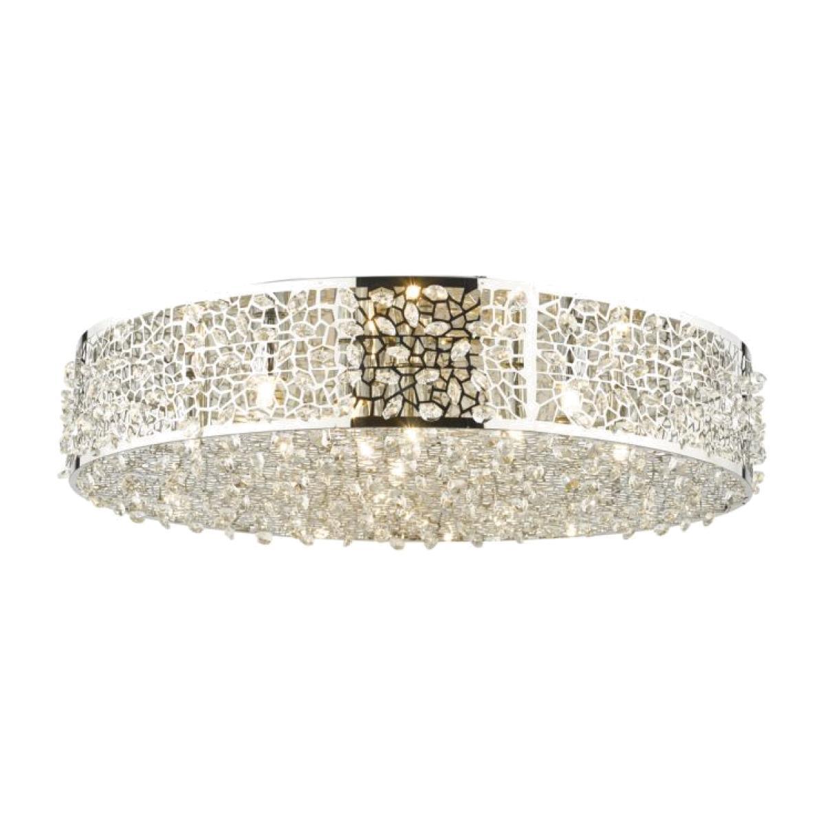 Dar Lighting KOT6450 Kotaro 6 Light Flush Polished Chrome and Crystal