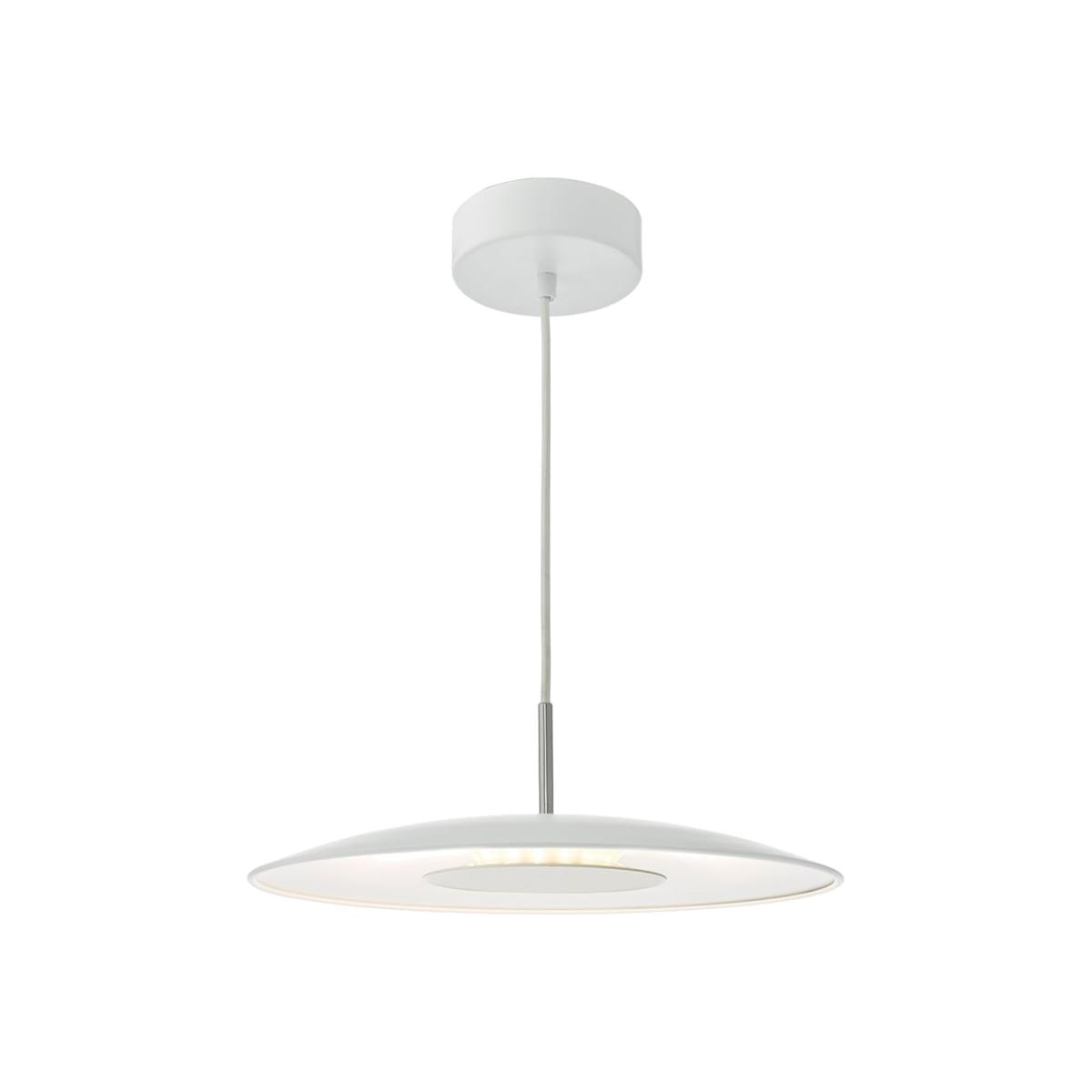 dar lighting Eno012 Enoch Led Metal Flying Saucer Pendant White and Stainless Steel