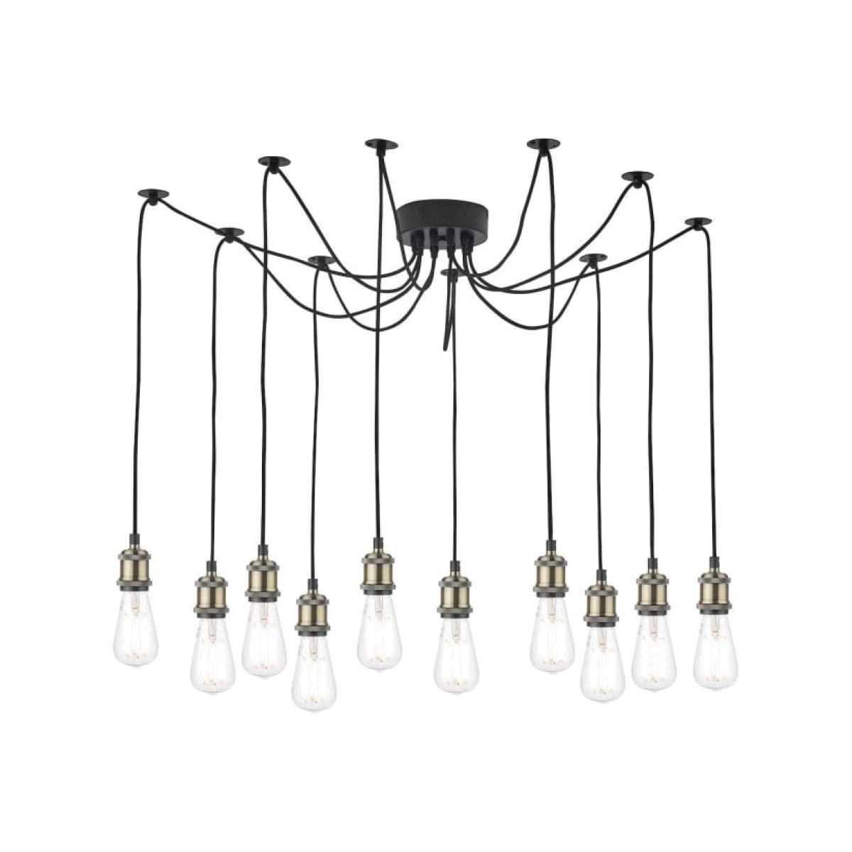 dar lighting Wac2375 Waco 10 Light Pendant Antique Brass Matt Black