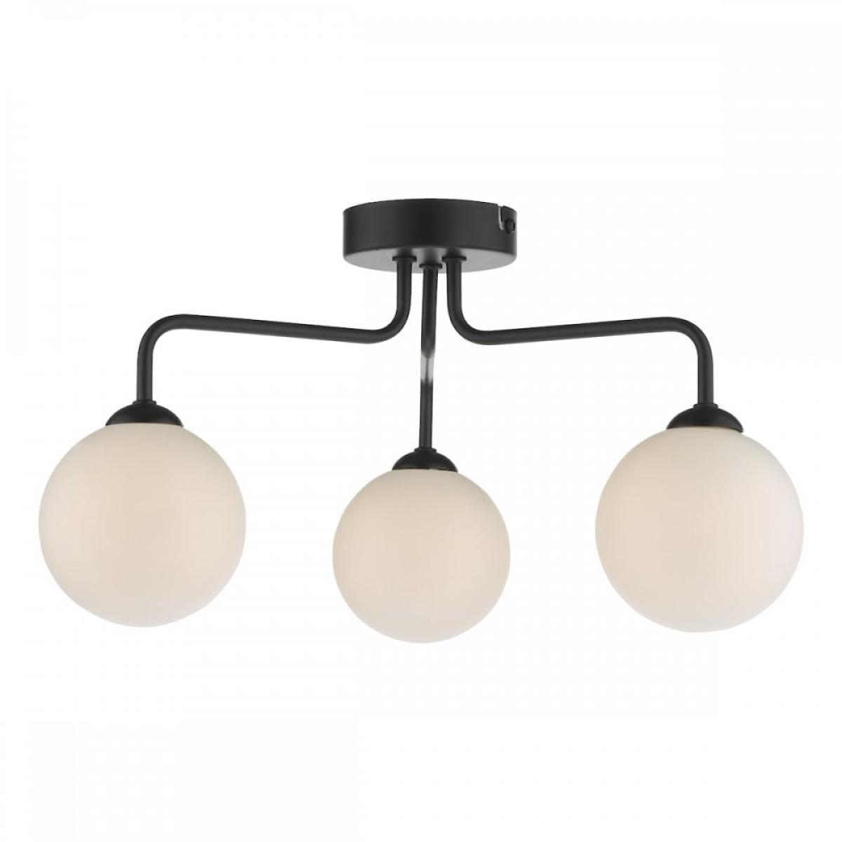 dar lighting FEY0322-02 Feya 3 Light Semi Flush Ceiling Light Matt Black Opal Glass – image 2