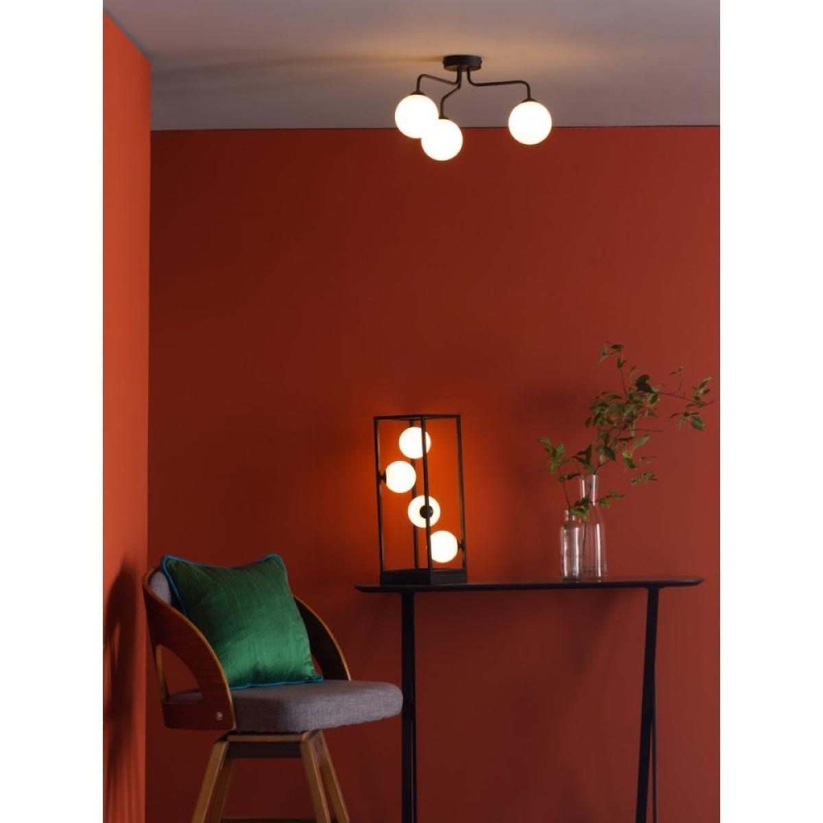 dar lighting FEY0322-02 Feya 3 Light Semi Flush Ceiling Light Matt Black Opal Glass – image 3
