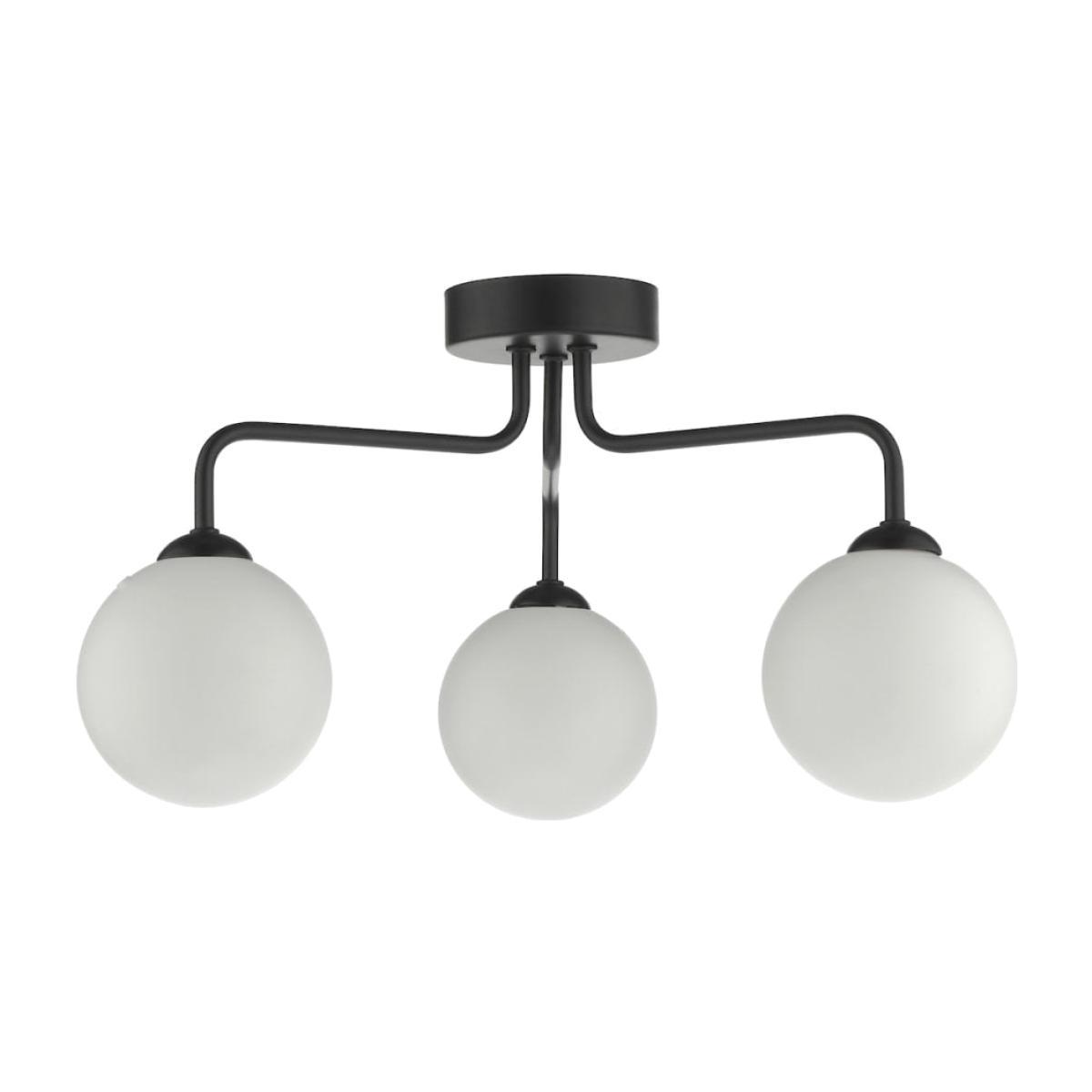 dar lighting FEY0322-02 Feya 3 Light Semi Flush Ceiling Light Matt Black Opal Glass – image 1