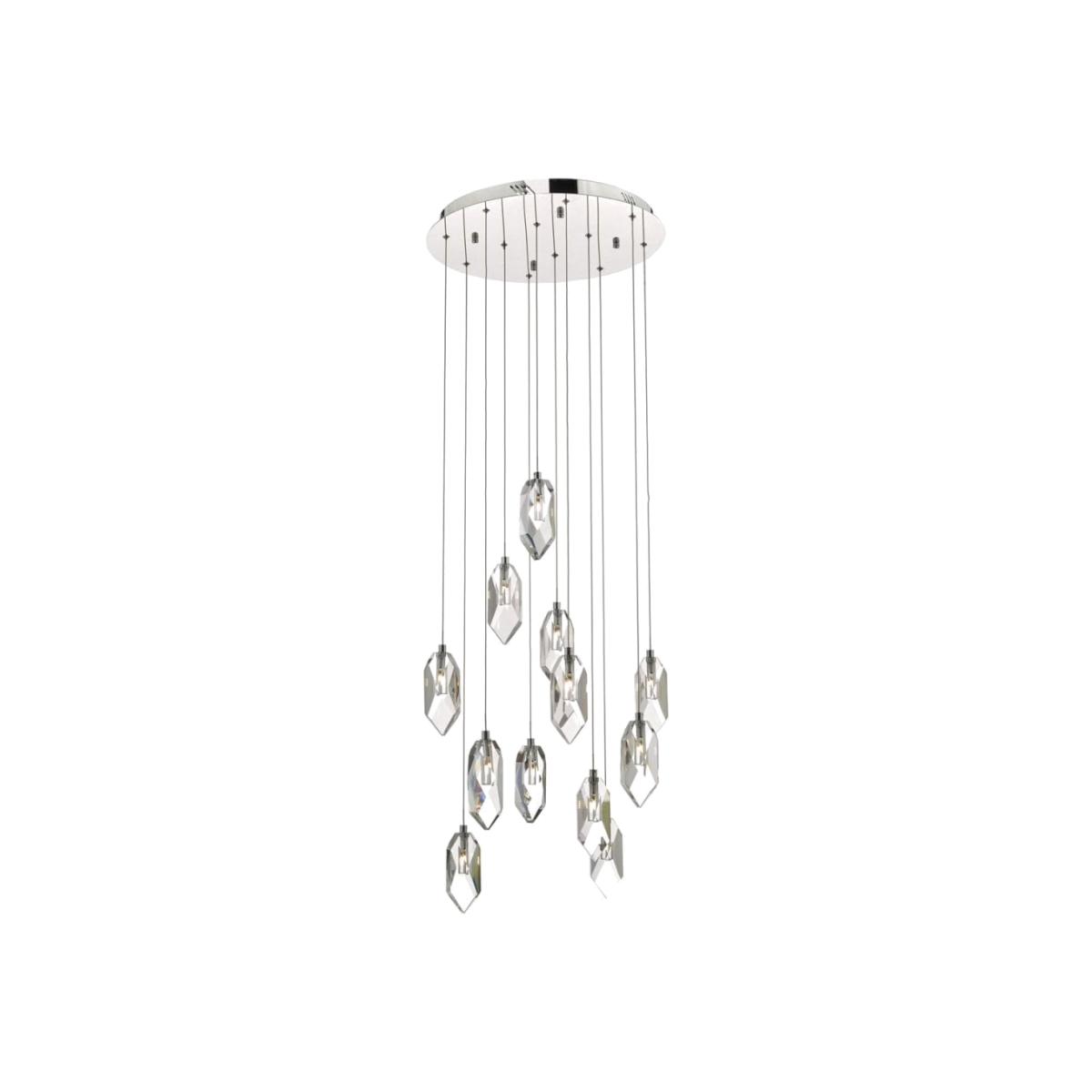 dar lighting CRY1250 Crystal 12 Light Cluster Pendant Polished Chrome And Crystal