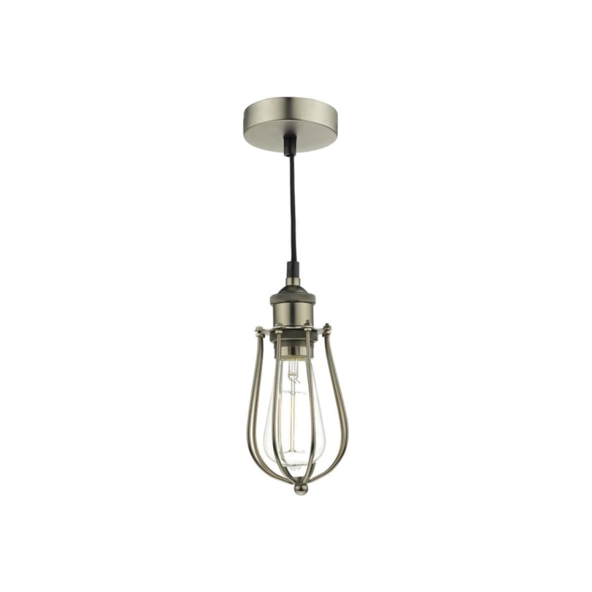Dar Lighting TAU0167 Taurus 1 Light Pendant Cage Pewter