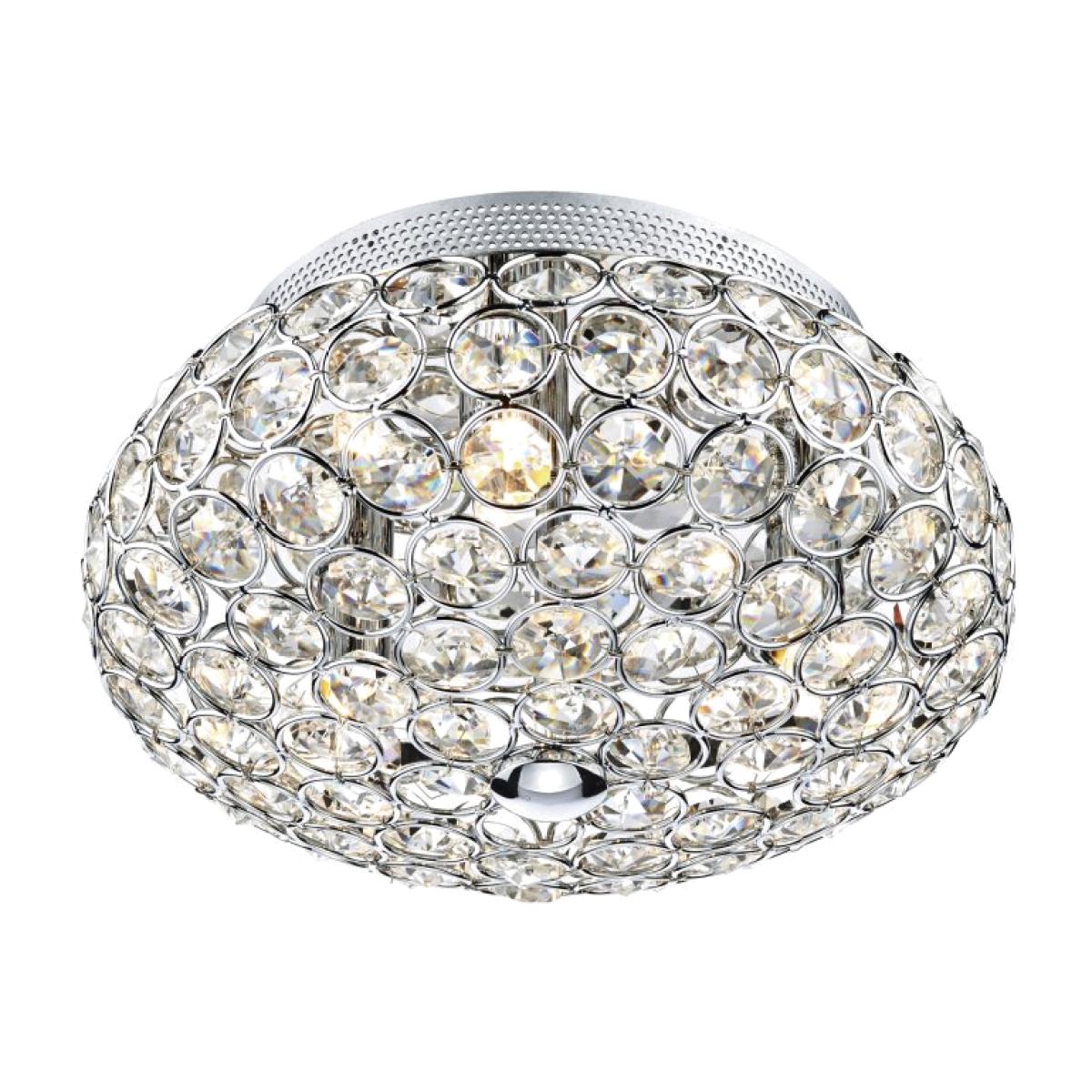 dar lighting FRO5350 Frost 3 Light Flush Crystal Polished Chrome