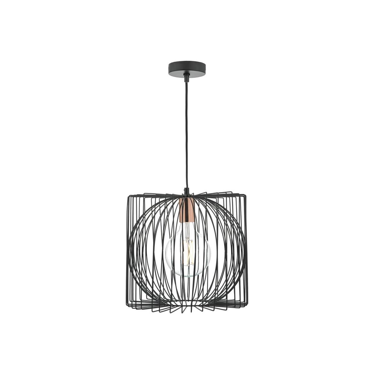 dar lighting Tap0122 Taplow 1 Light Pendant Black and Copper