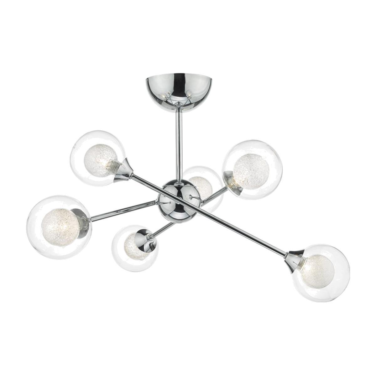 Dar Lighting ZEK0650 Zeke 6 Light Semi Flush Polished Chrome