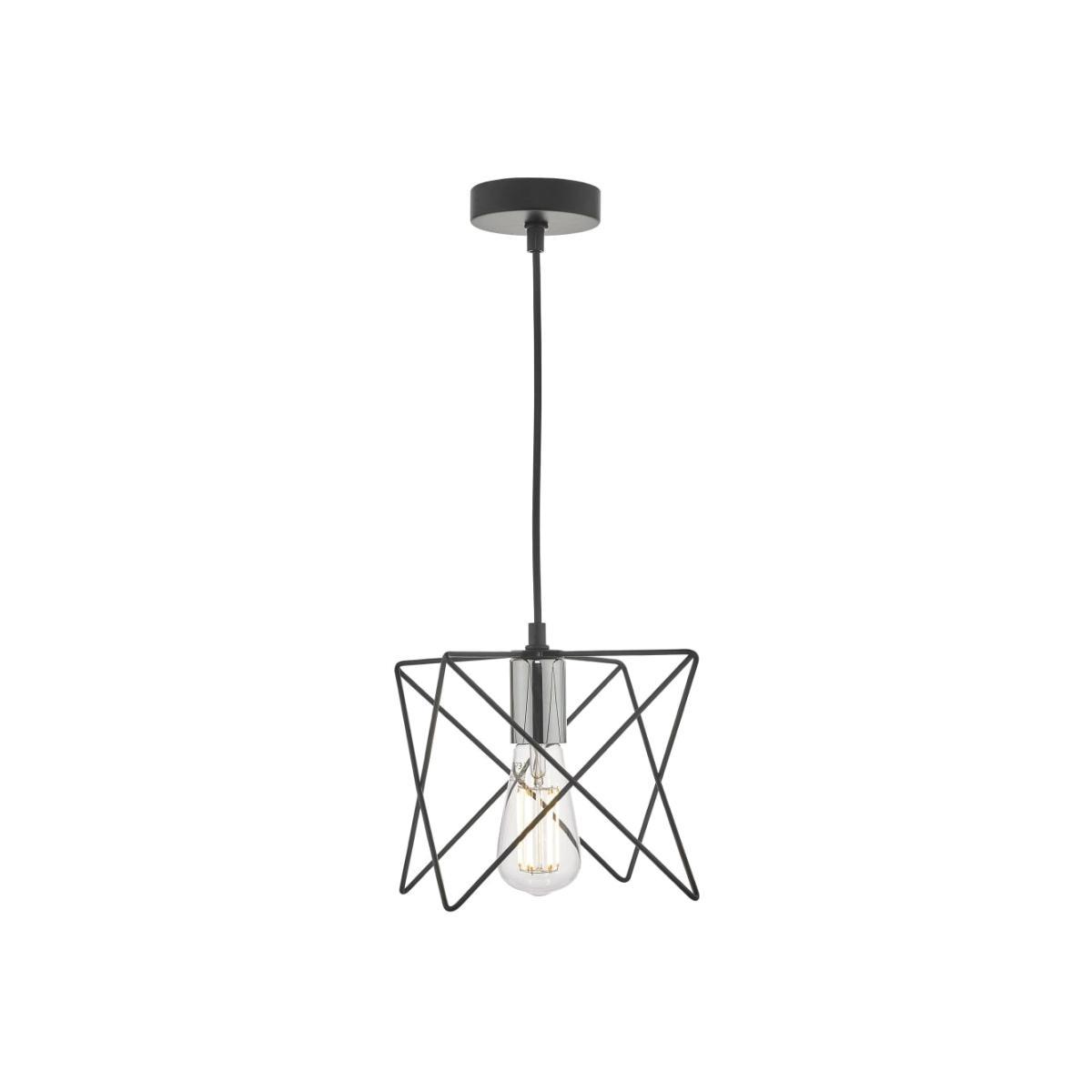 dar lighting Mid0150 Midi 1 Light Pendant Black And Polished Chrome