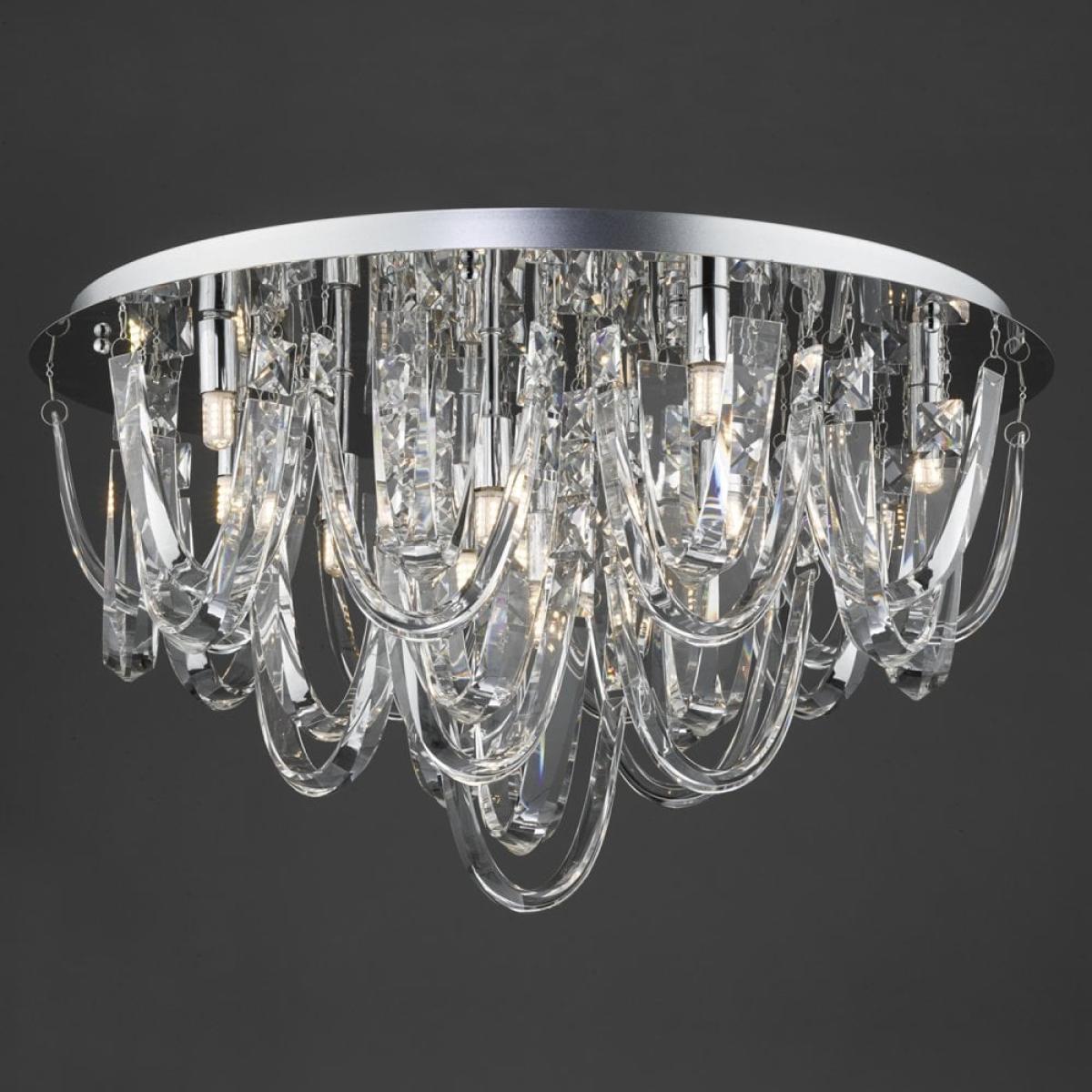 dar lighting ROX4850 Roxanne 11 Light Flush Polished Chrome and Crystal – image 3