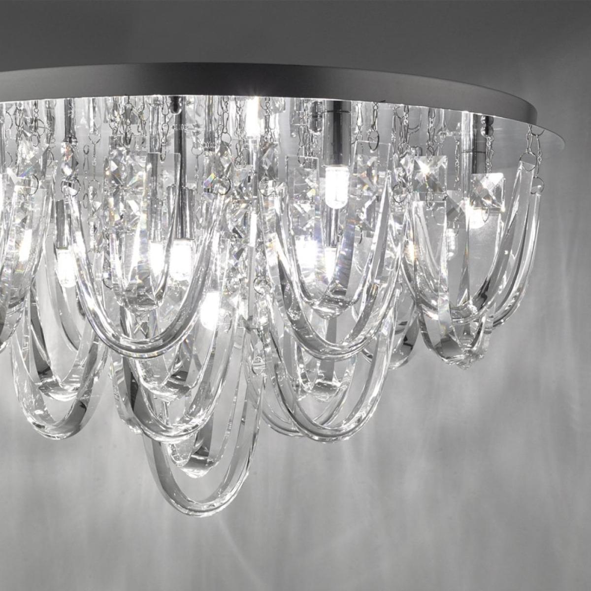 dar lighting ROX4850 Roxanne 11 Light Flush Polished Chrome and Crystal – image 4