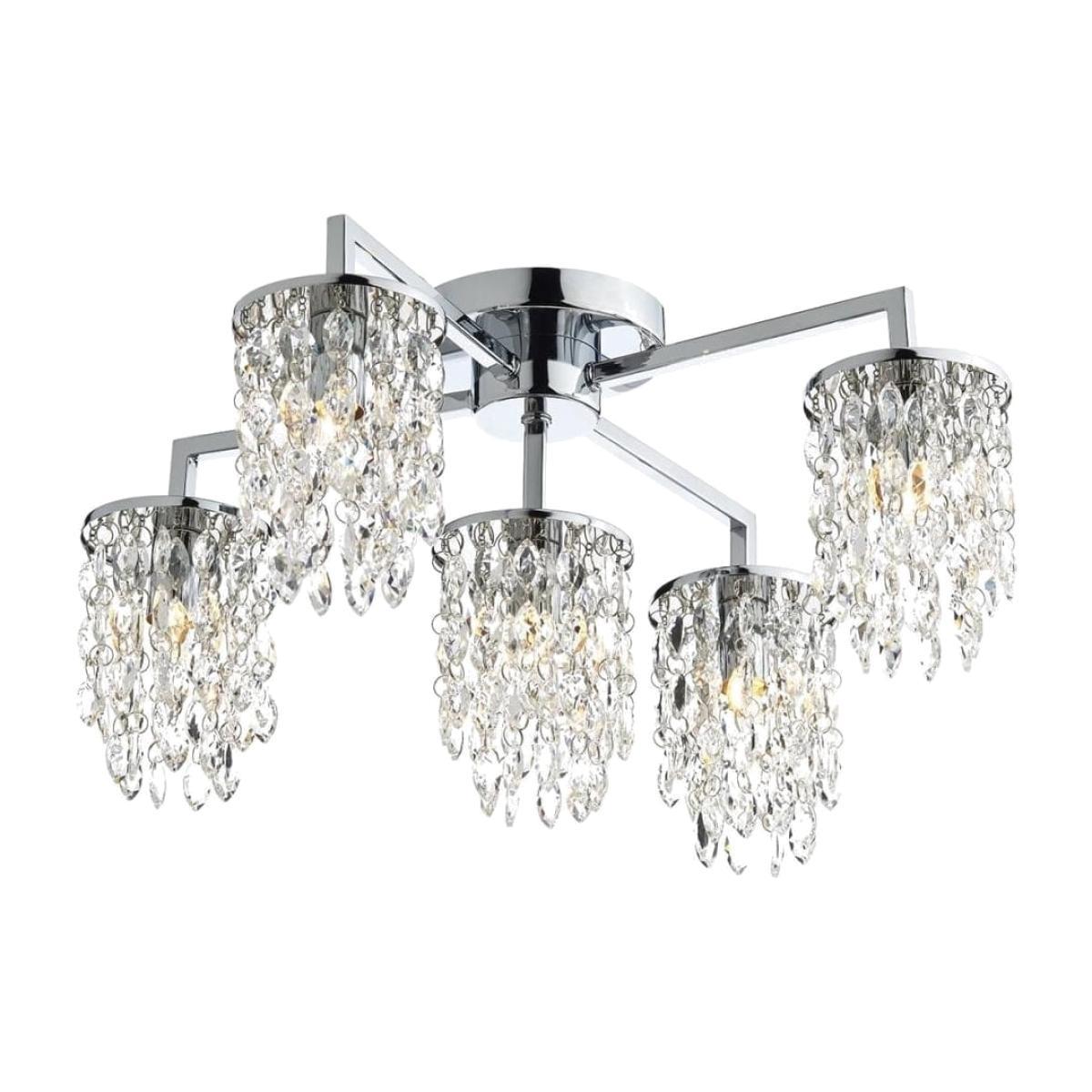 Dar Lighting NIA5450 Niagra 5 Light Flush Polished Chrome Clear