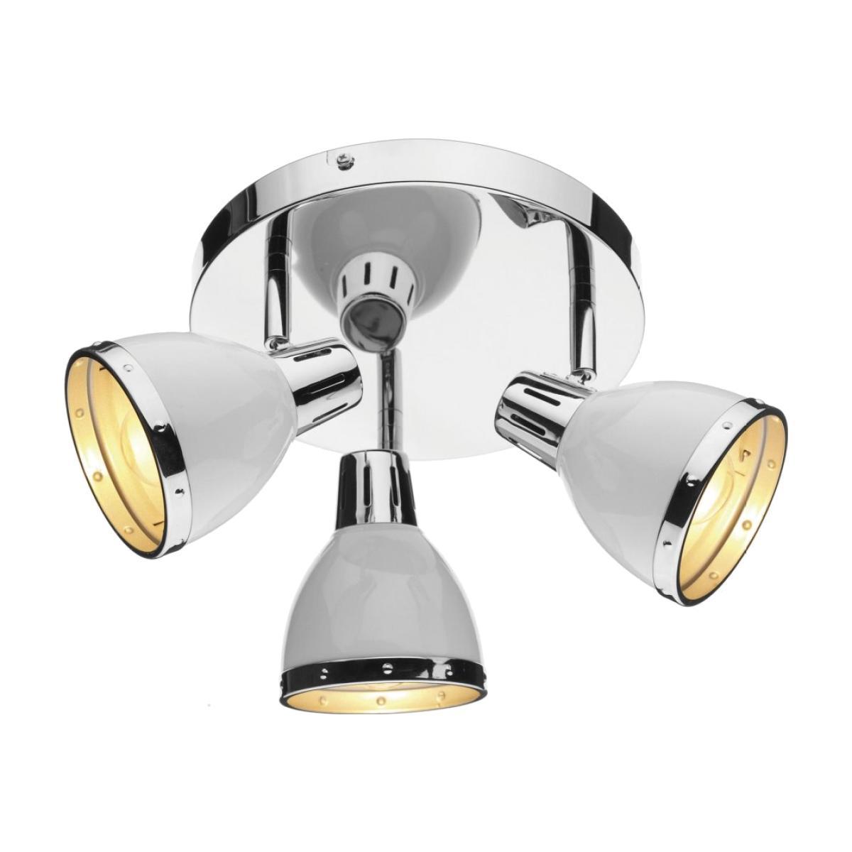 dar lighting OSA762 Osaka 3 Light Round Plate Spot White and Polished Chrome