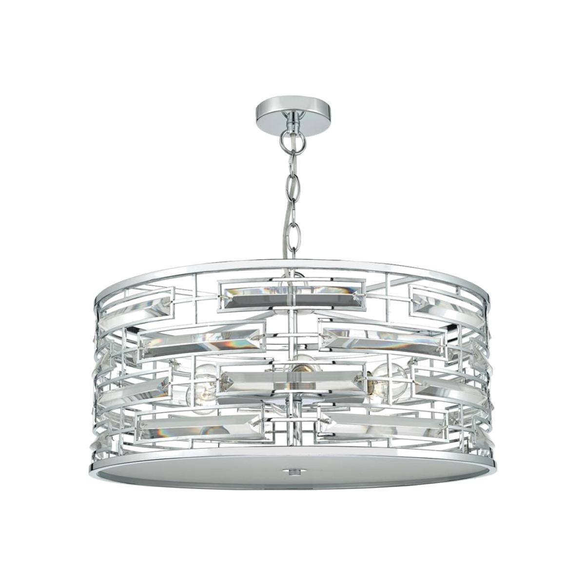 dar lighting Sev0650 Seville 6 Light Pendant K9 Crystal Polished Chrome