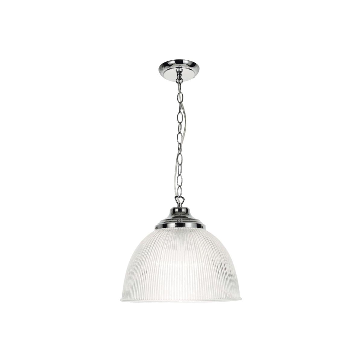 dar lighting Edn0108 Nahla 1 Light Pendant Ribbed Glass Polished Chrome