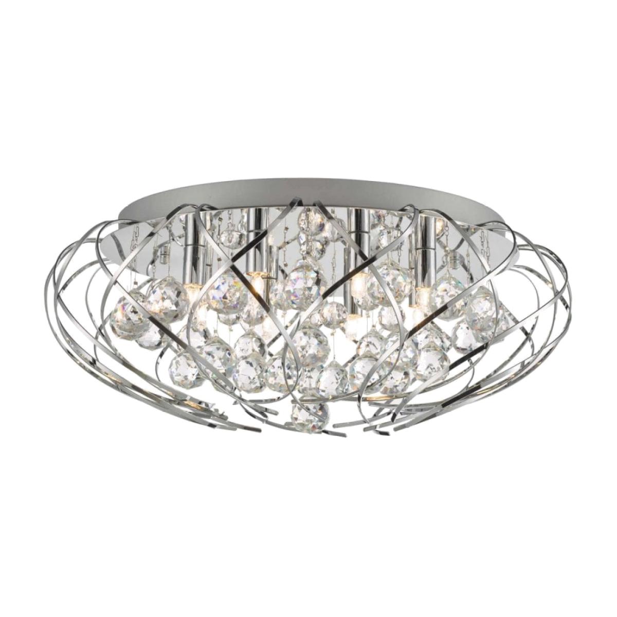 dar lighting DAV4850 Riya 8 Light Flush Crystal and Polished Chrome