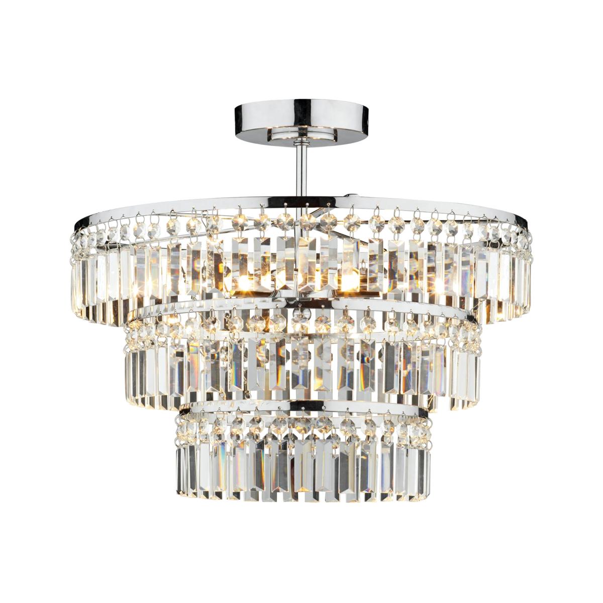 dar lighting ROW5450 Rowena 3 Light 3 Tier Semi Flush Polished Chrome