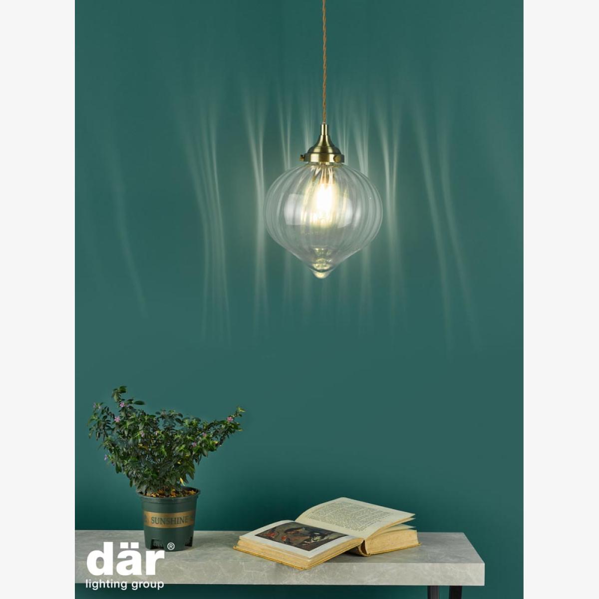 dar lighting Mya0175 Mya 1 Light Single Pendant Antique Brass Glass