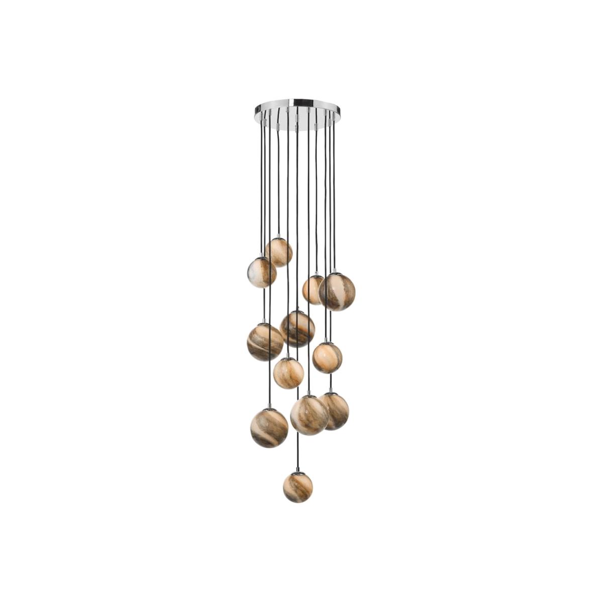 dar lighting Mik6350 Mikara 12 Light Cluster Pendant Polished Chrome Glass 1.5m