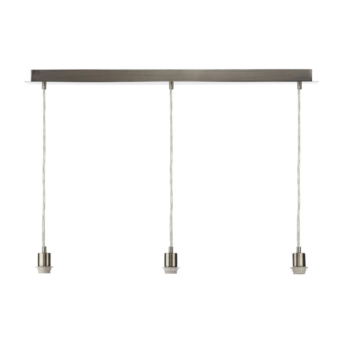 dar lighting Sp368 3 Light Satin Chrome E27 Suspension With Clear Cable