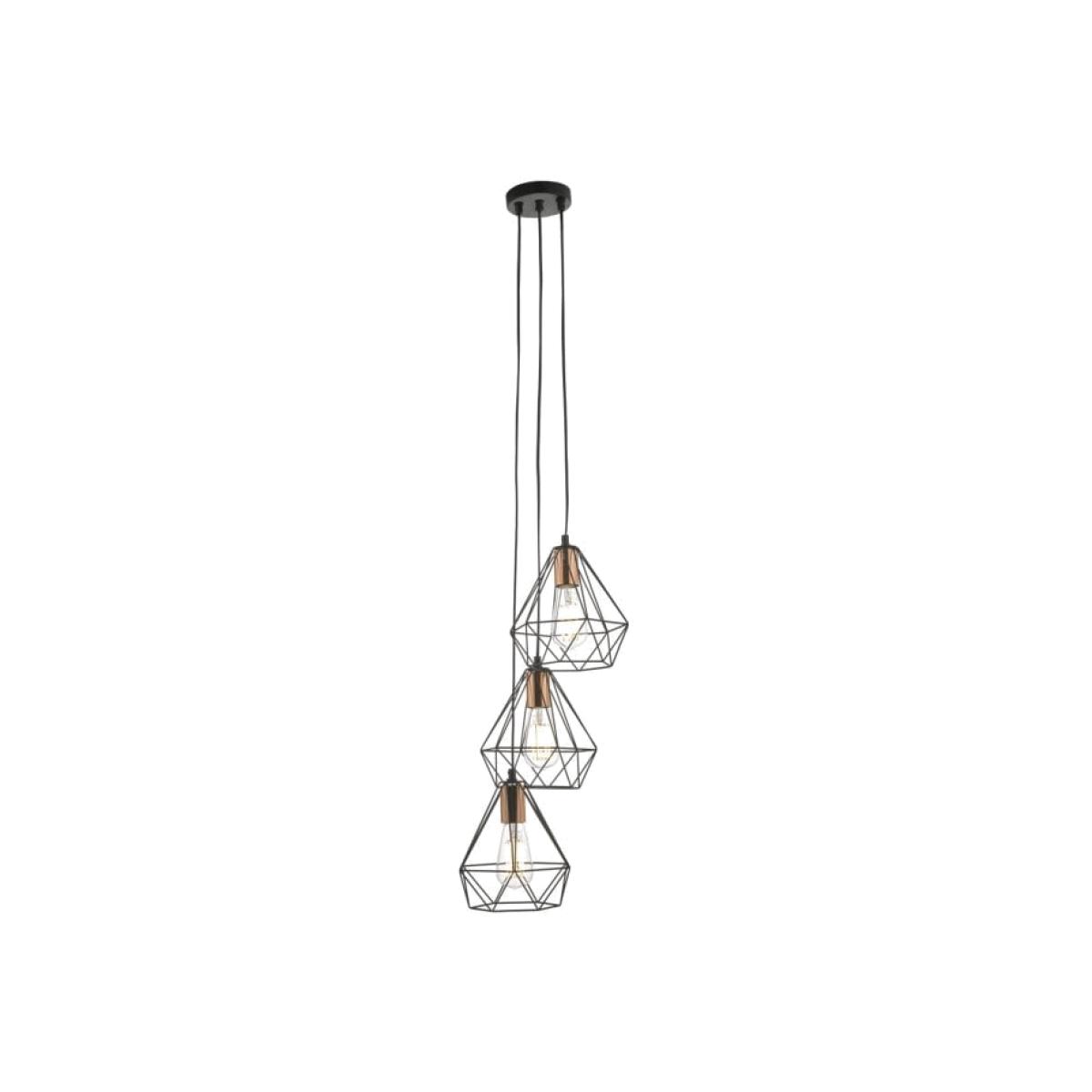 dar lighting Dey0322 Deyon 3 Light Cluster Pendant Black and Copper