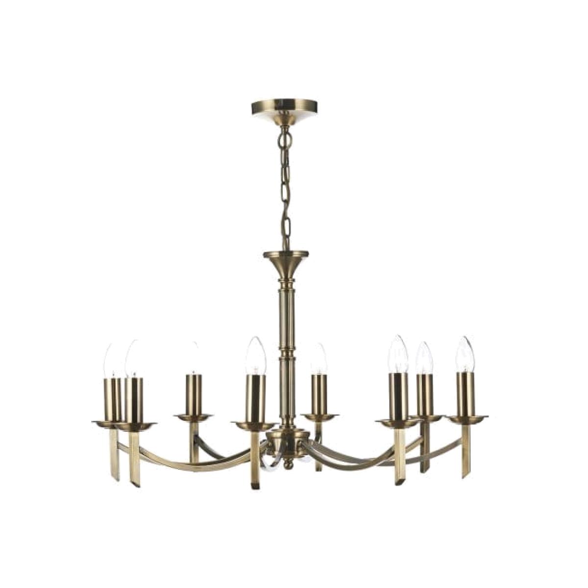dar lighting Amb0875 Ambassador 8 Light Dual Mount Pendant Antique Brass