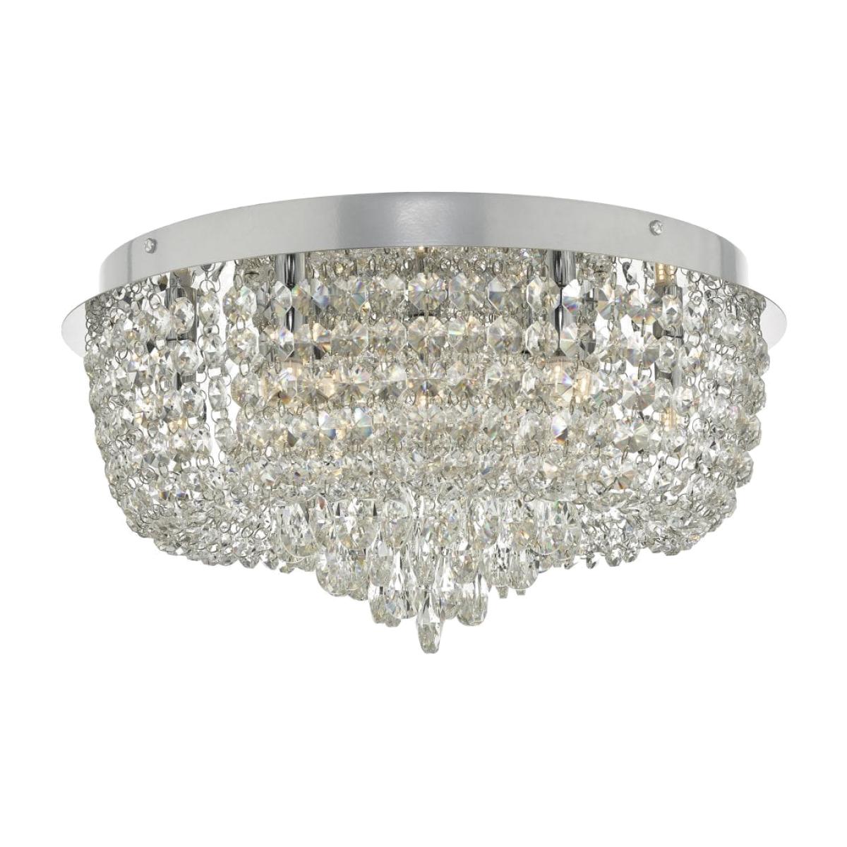 dar lighting EIT5008 Eitan 9 Light Beaded Flush Clear and Polished Chrome – image 1