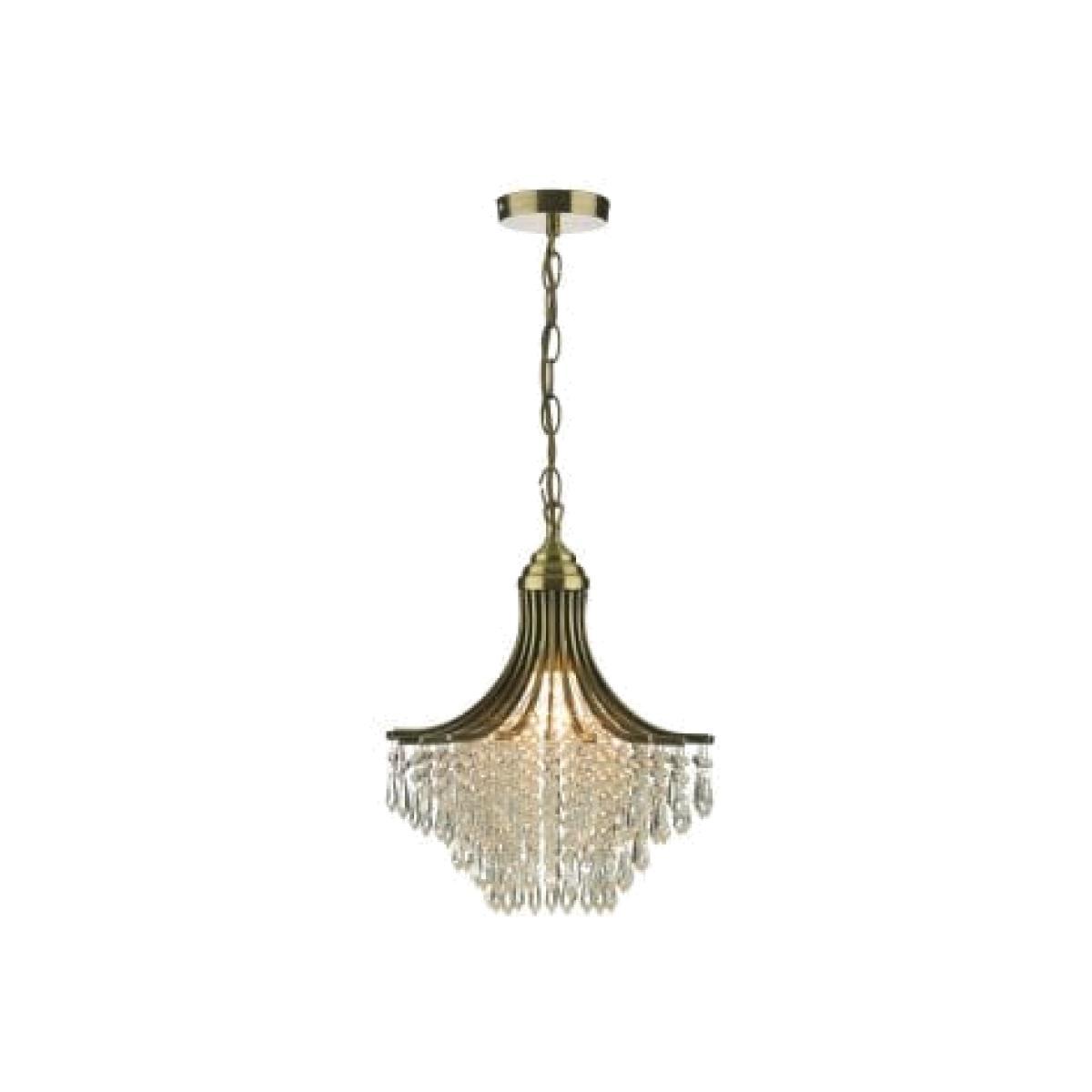 dar lighting Sur0108 Suri 1 Light Pendant Antique Brass Faceted Glass
