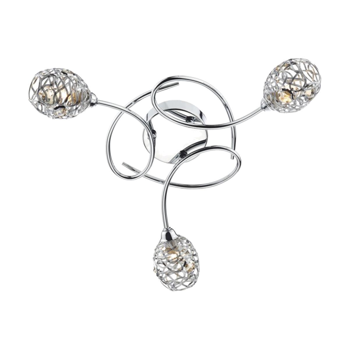 dar lighting NUM5350 Numero 3 Light Semi Flush Polished Chrome