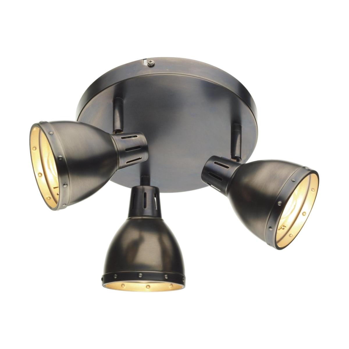 dar lighting OSA7661 Osaka 3 Light Round Plate Spot Antique Chrome