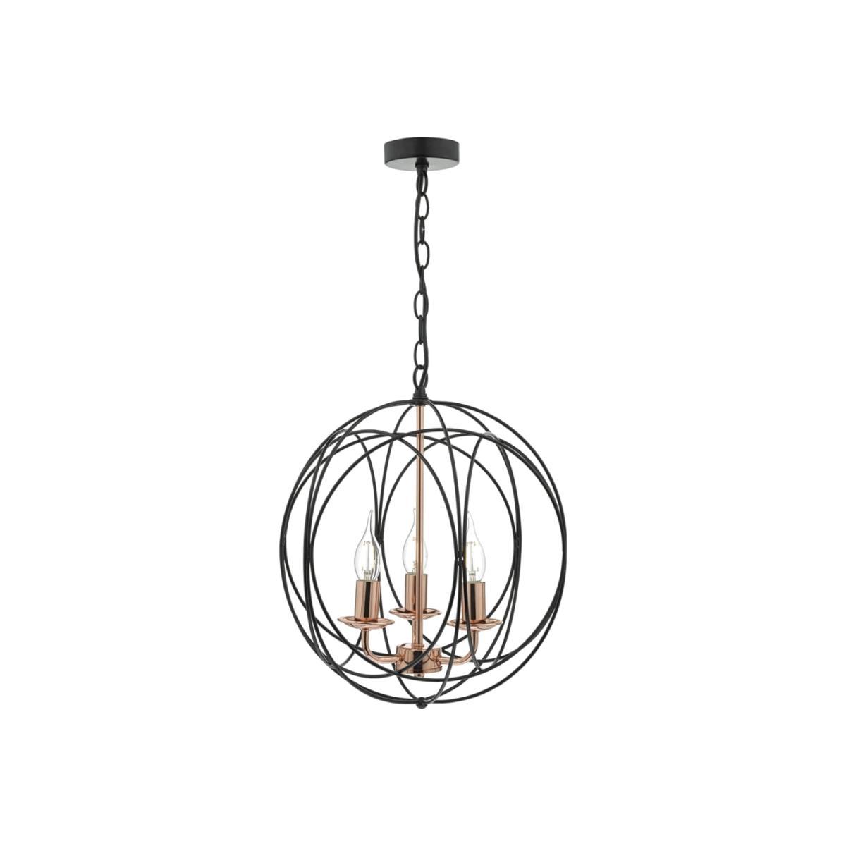 dar lighting Pho0322 Phoenix 3 Light Pendant Black and Copper