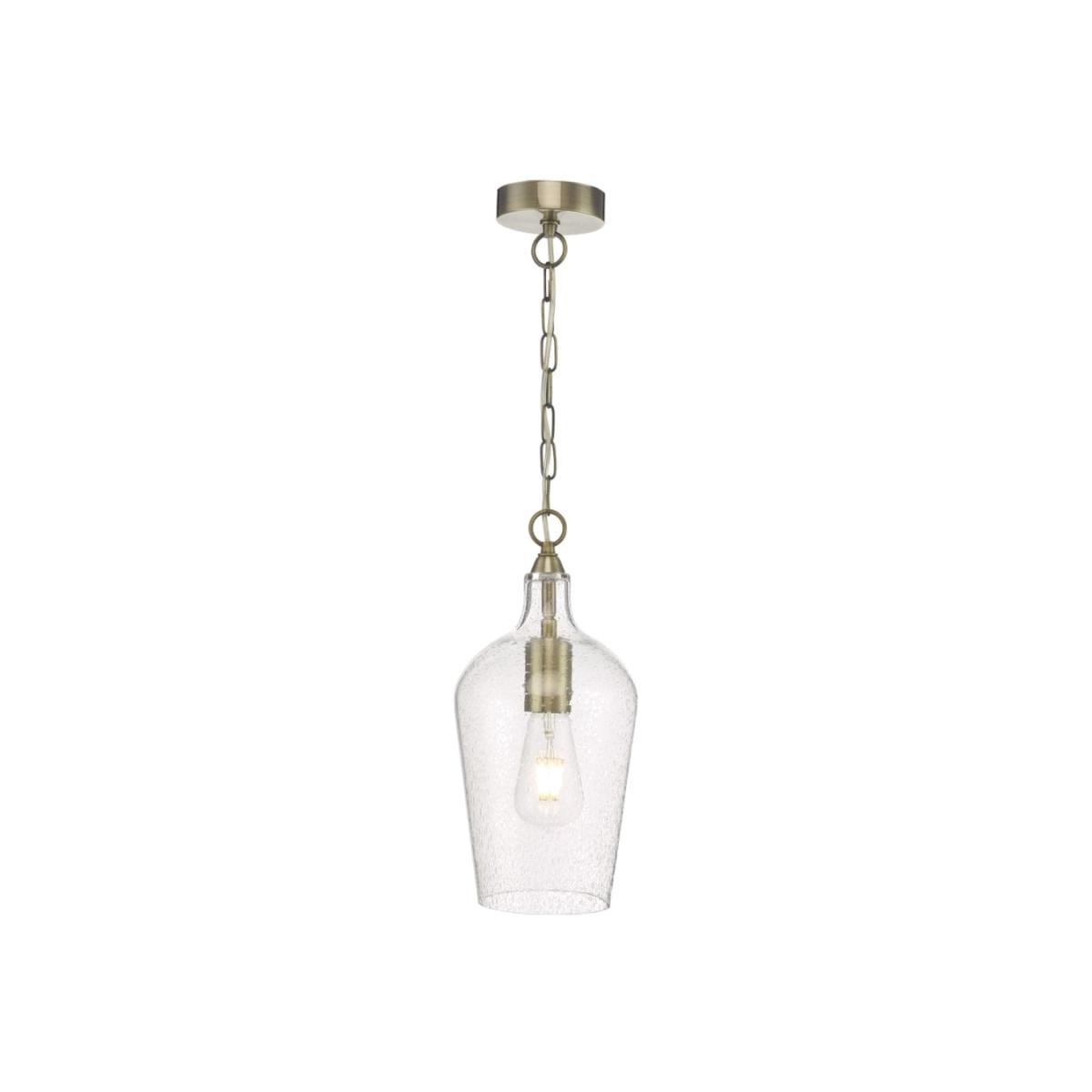dar lighting Nid0175 Nida Pendant Antique Brass Glass
