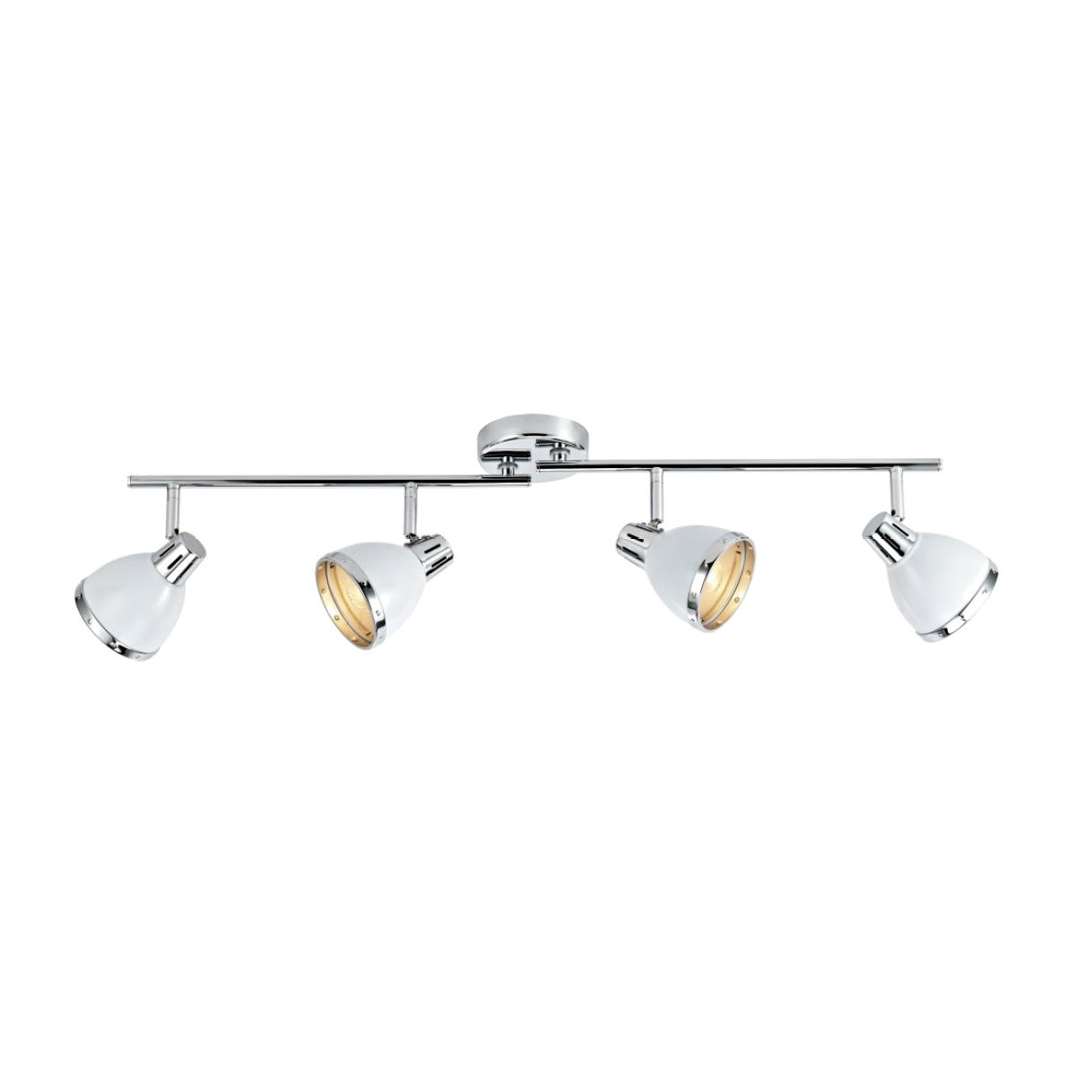 dar lighting OSA842 Osaka 4 Light Bar Gloss White And Polished Chrome