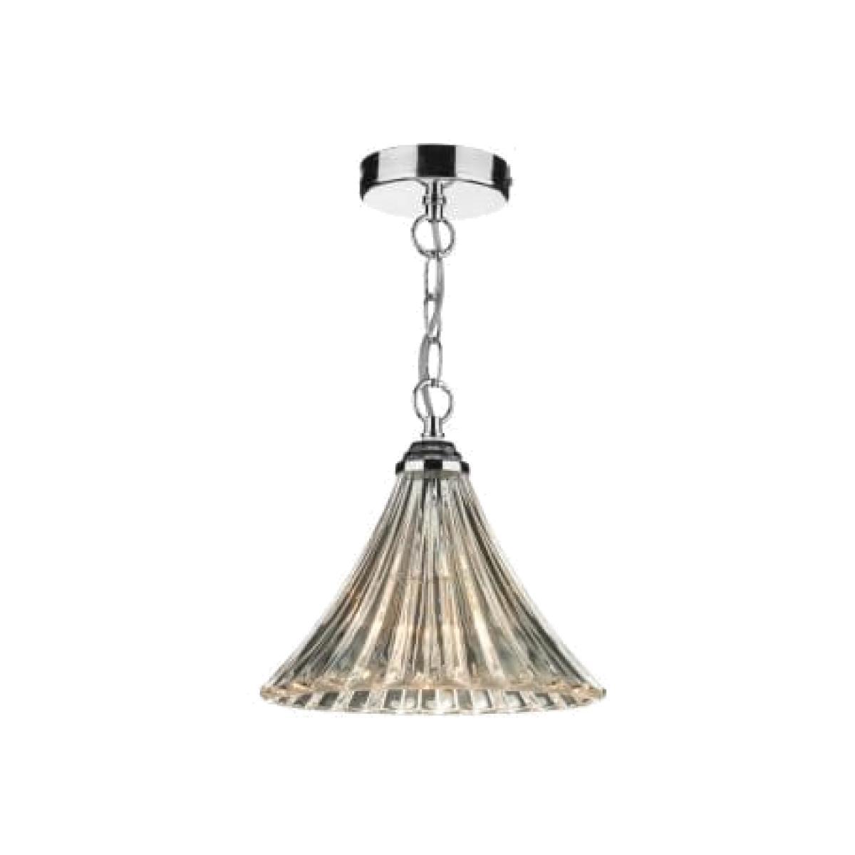 dar lighting Ard0150 Ardeche 1 Light Fluted Glass Pendant Polished Chrome