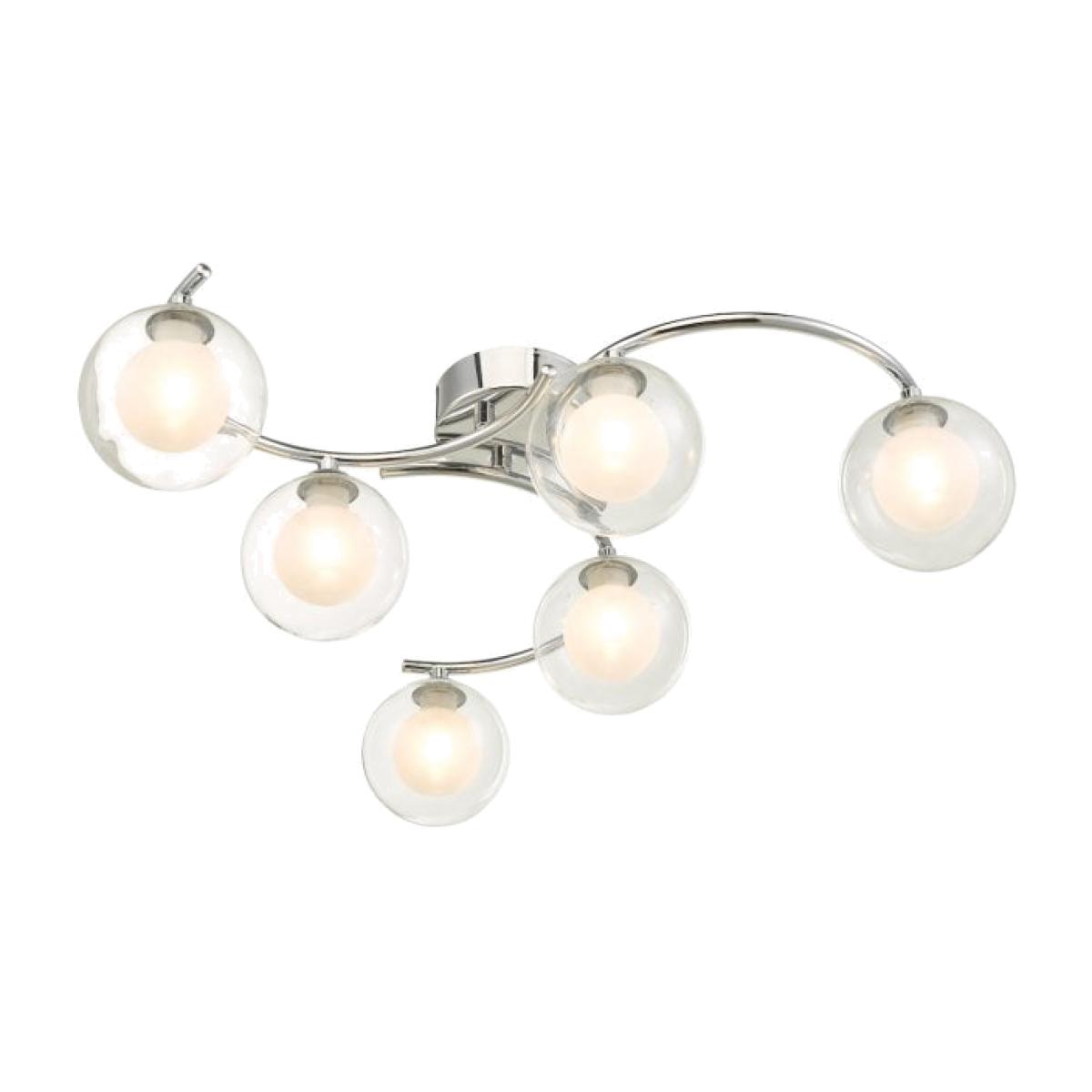 dar lighting Nak6450-04 Nakita 6 Light Semi Flush Polished Chrome With Clear/Opal Glass