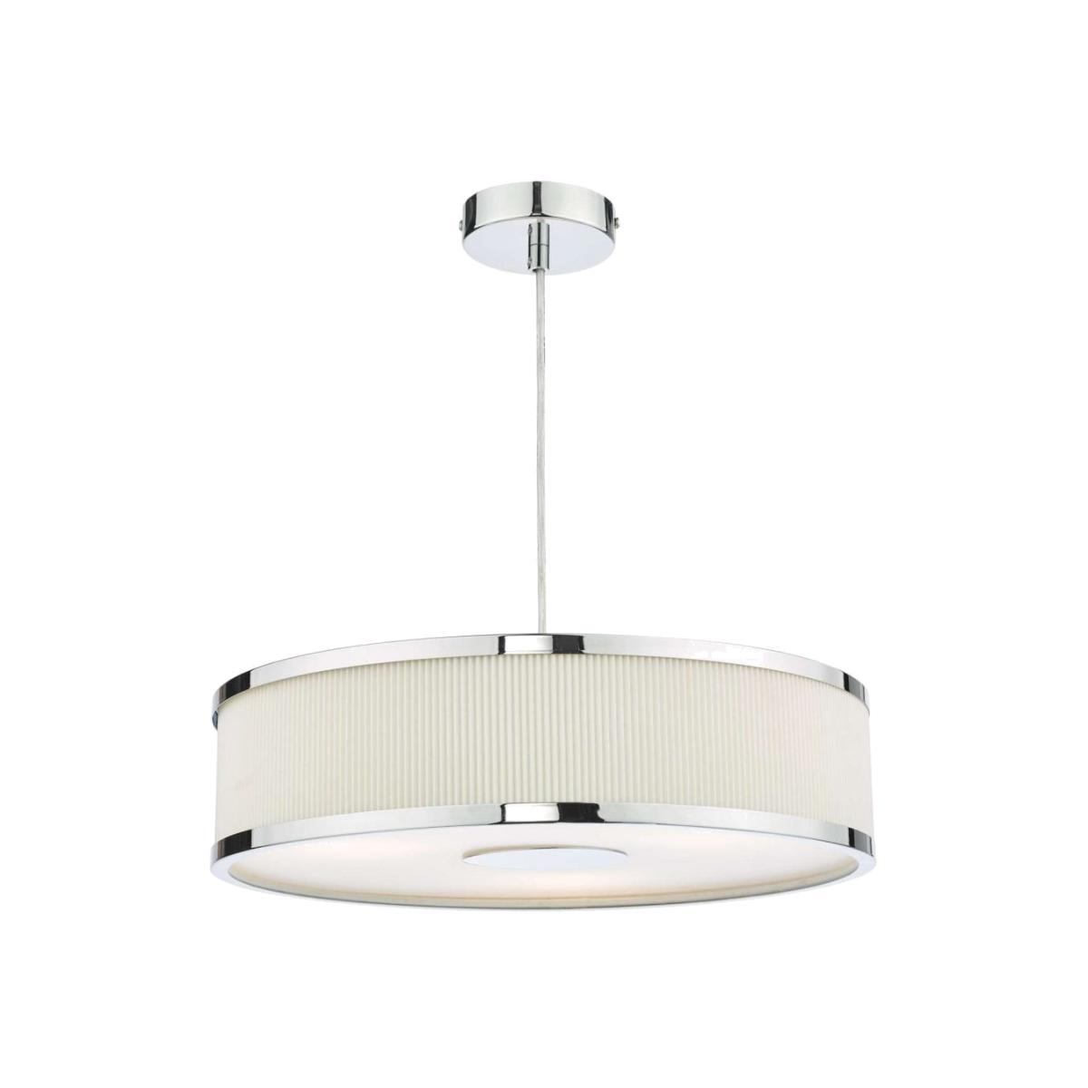 dar lighting Alv1033 Alvaro 3 Light Single Pendant Polished Chrome Ivory