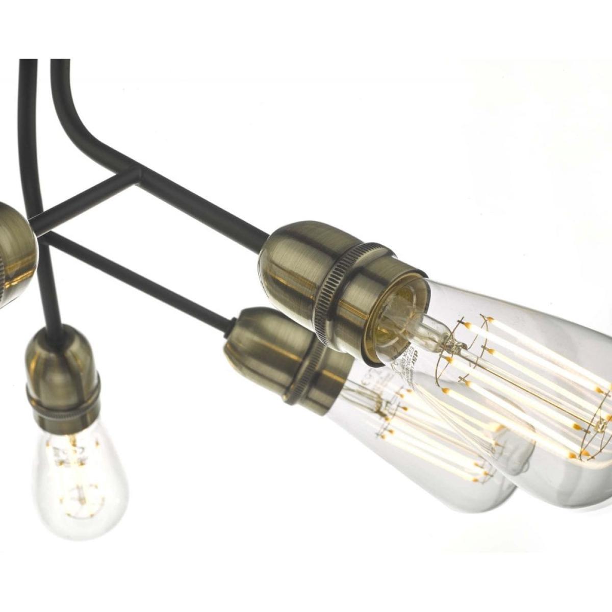 dar lighting REM0654 Remy 6 Light Semi Flush Black and Antique Brass – image 3