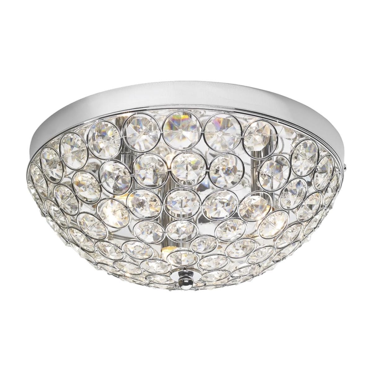 dar lighting KYR5350 Kyrie 3 Light Flush In Polished Chrome and Crystal