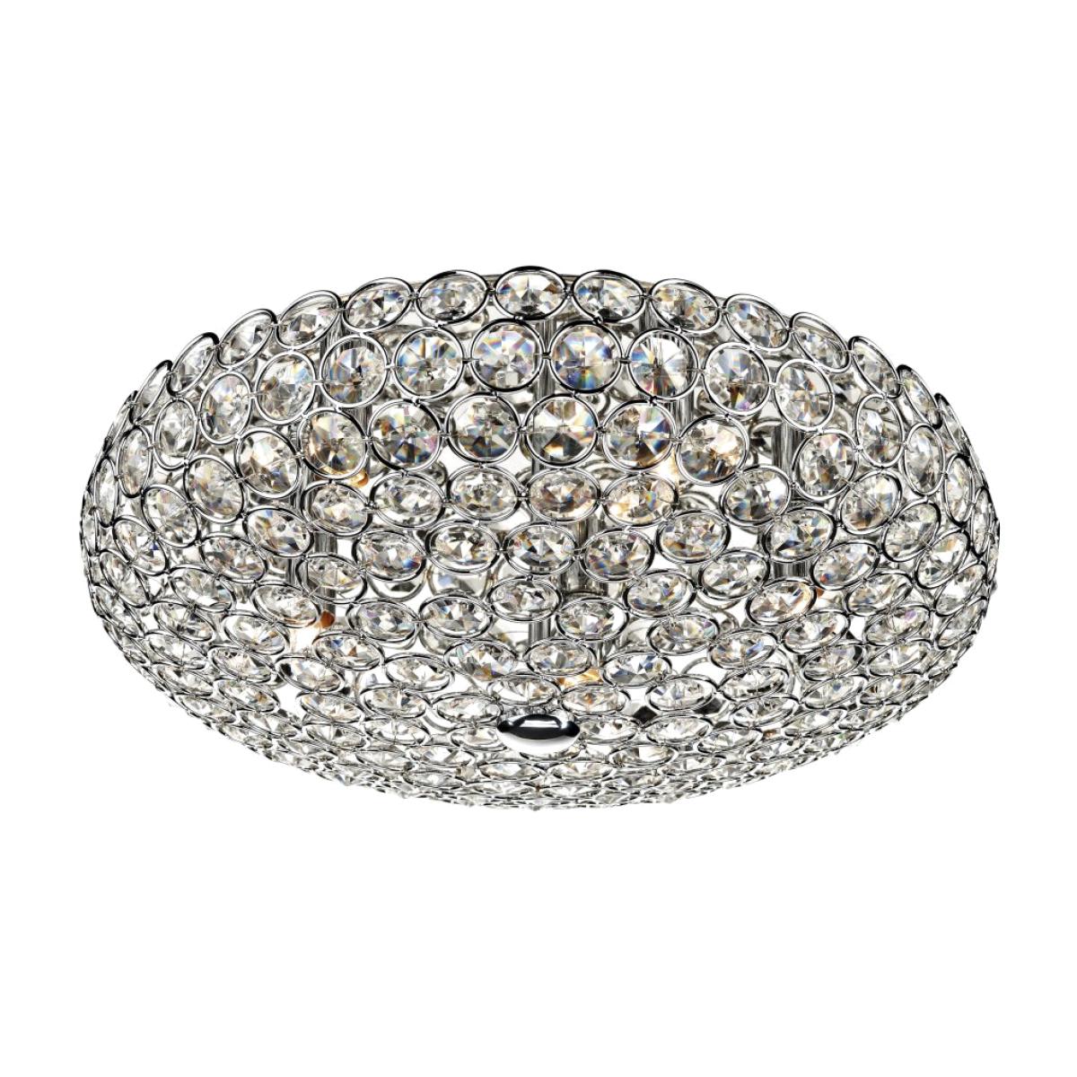 dar lighting FRO5450 Frost 5 Light Flush Crystal Polished Chrome