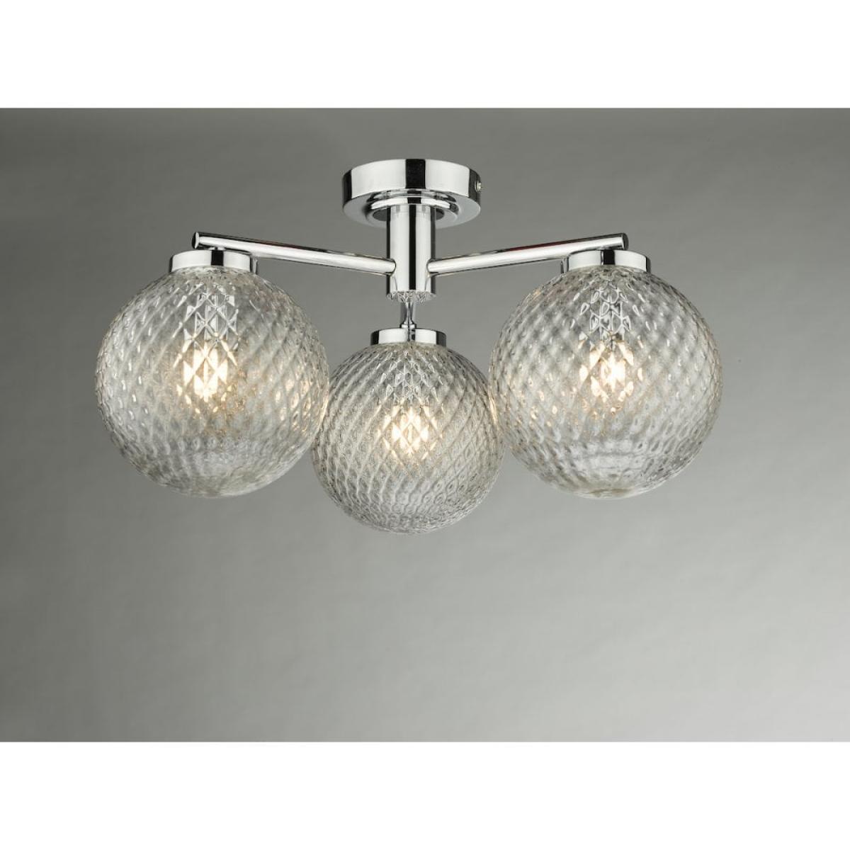 dar lighting WAY5350 Wayne 3 Light Semi Flush Polished Chrome Glass IP44 – image 2