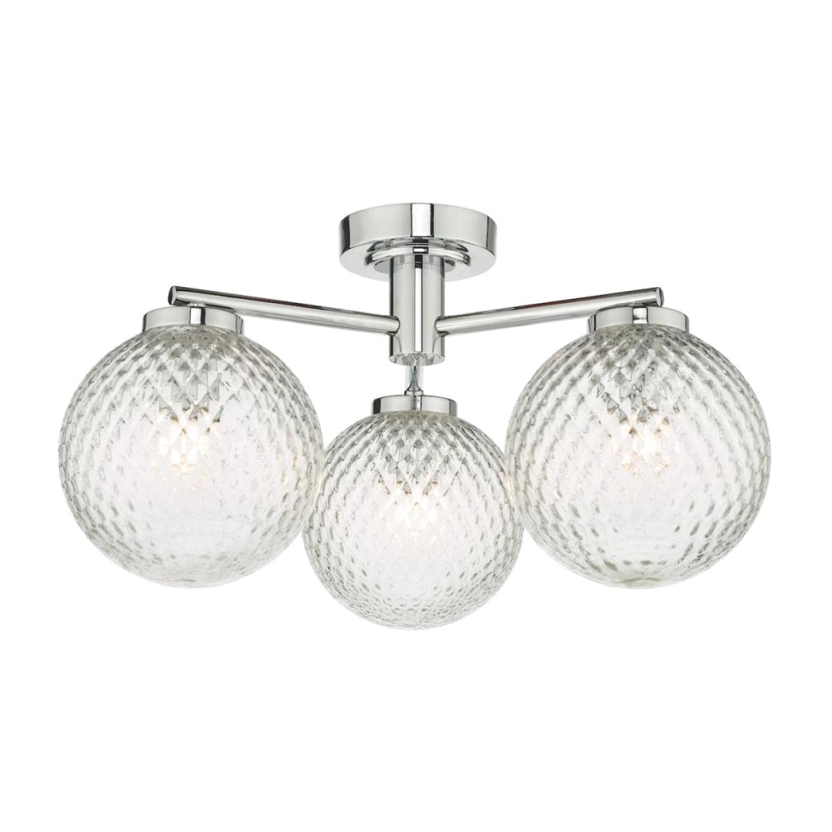 dar lighting WAY5350 Wayne 3 Light Semi Flush Polished Chrome Glass IP44 – image 1